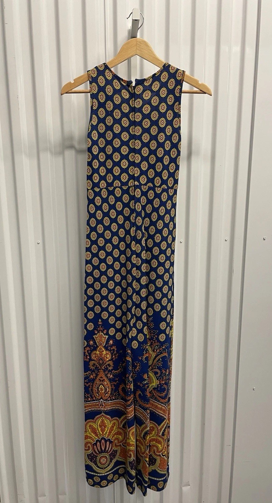 Vintage 70s Berkleigh Juniors Psychedelic Paisley Blue & Orange Jumpsuit Size S