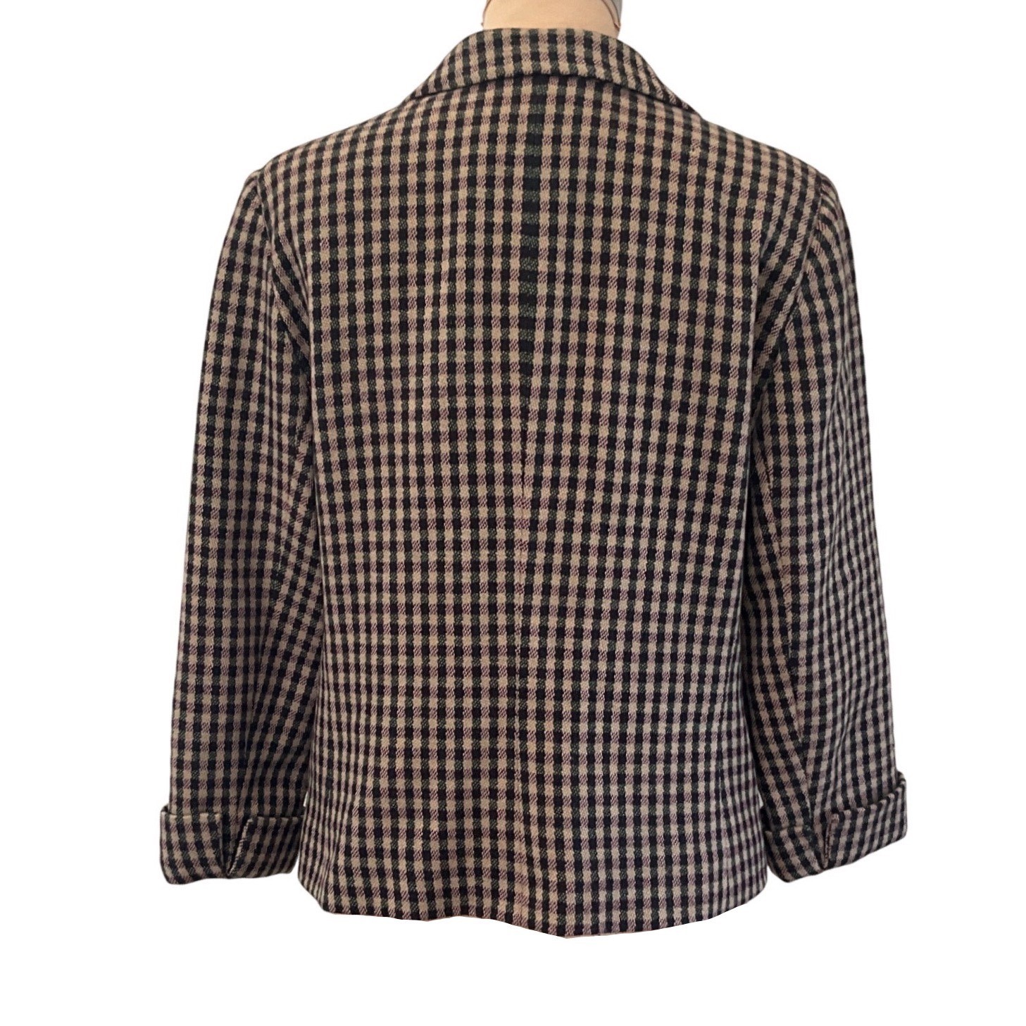 Giorgio Armani Le Collezioni Vintage Wool Plaid Cropped Blazer Women 12 Italy