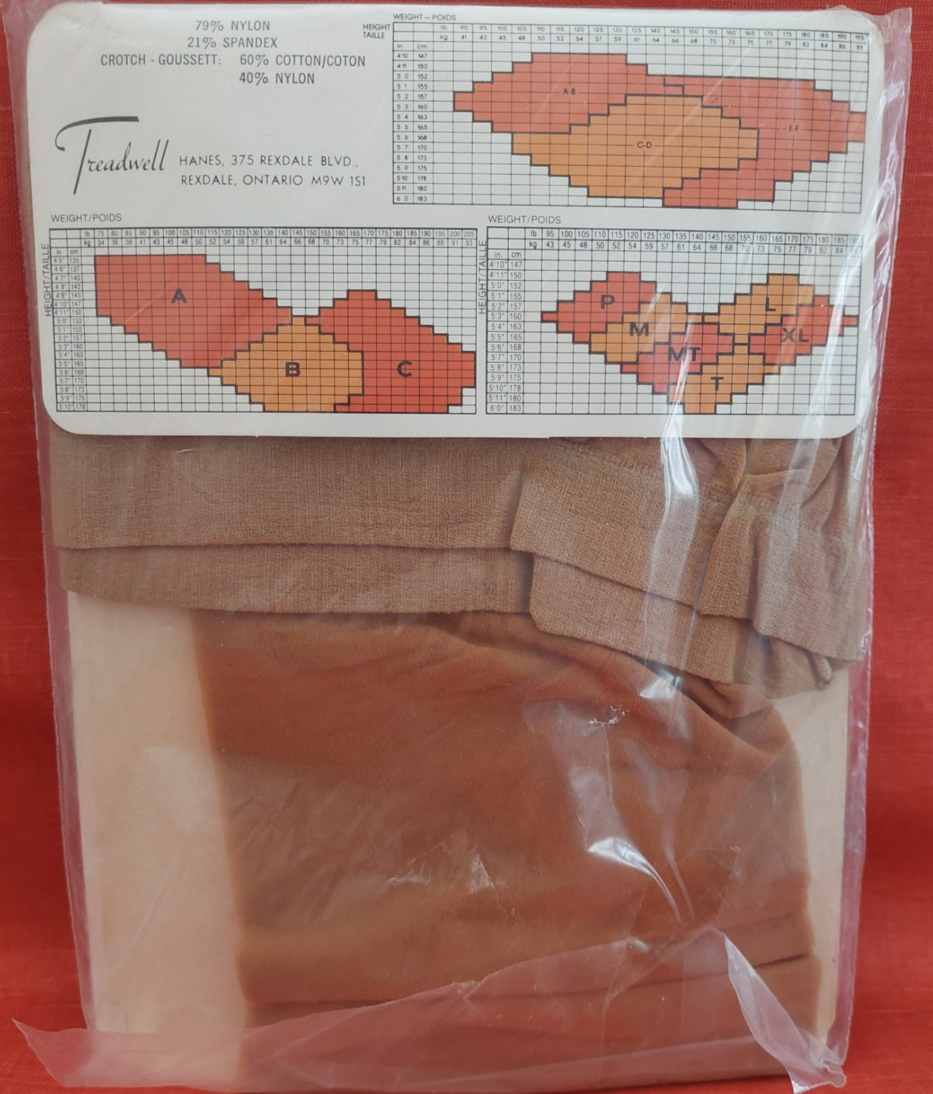 Vintage Pantyhose Treadwell Light Support Color Light Beige Size Med-Tall BHAN01
