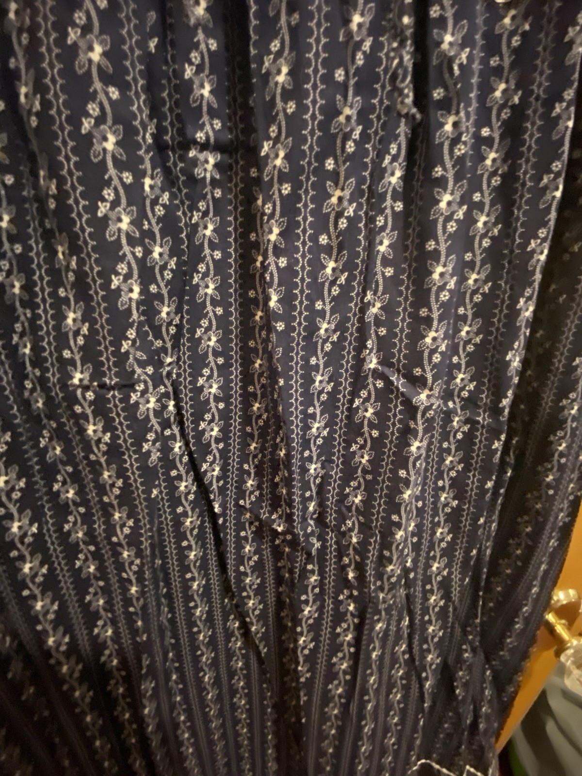 JCPenney navy cotton sun dress spaghetti straps floral lace prairie NWT Large