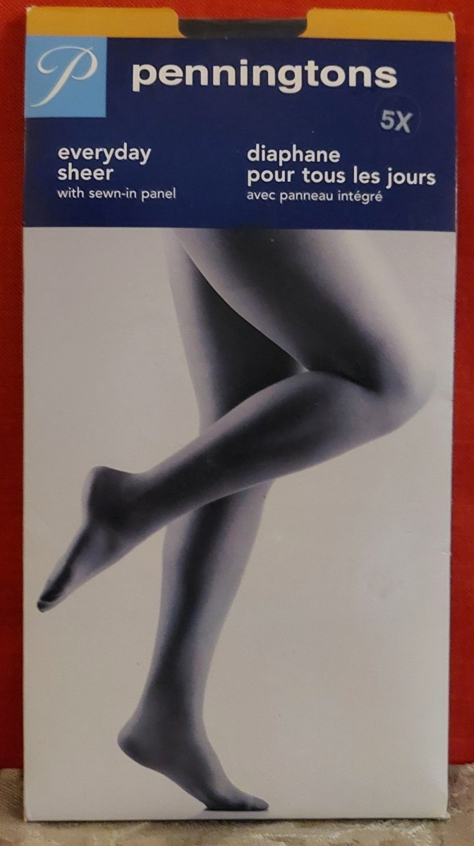 Vintage Pantyhose Penningtons Queen Size 5X Color Black BFRIP2