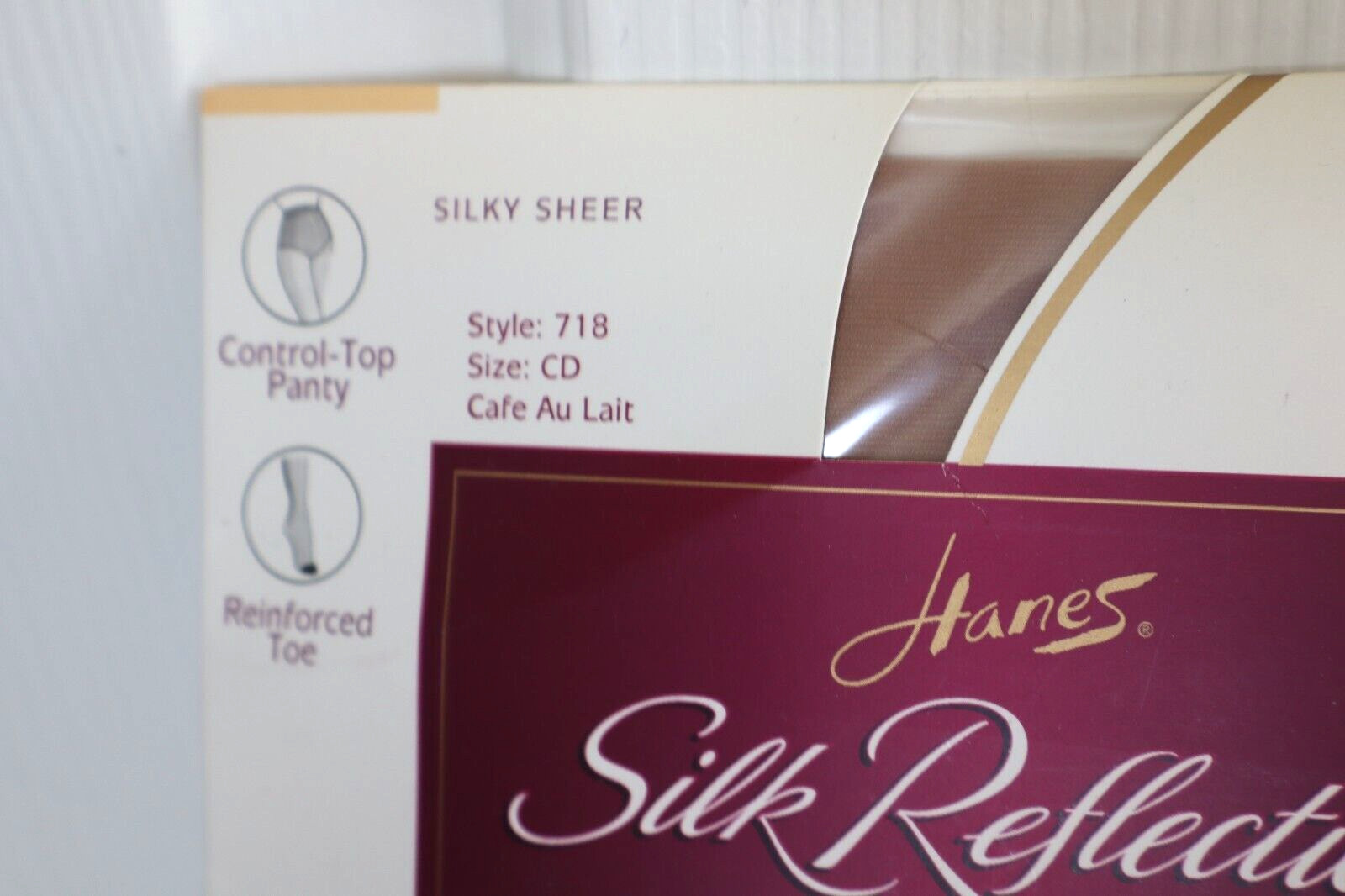Hanes Silk Reflections Control Top Pantyhose Cafe Au Lait NIP Size CD Silky Shee
