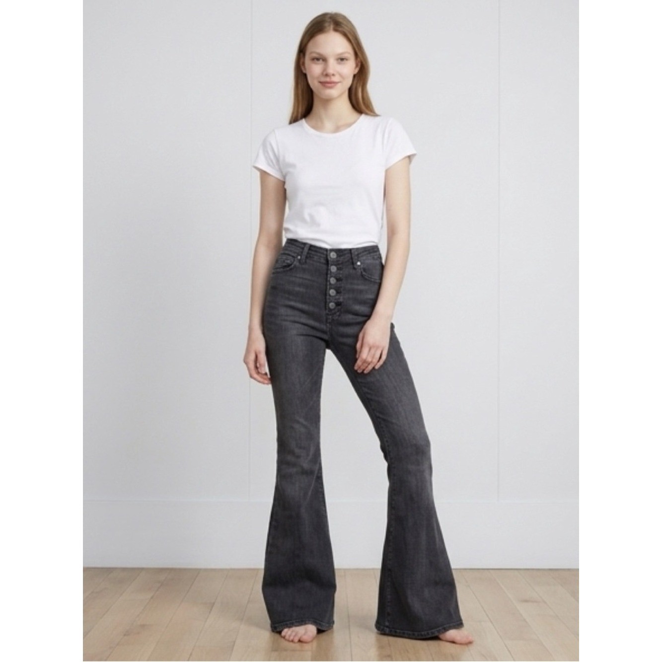 Hippie Y2K Grunge Goth Punk Gothcorp Boho We The Free Flare Jeans 24 Button Fly
