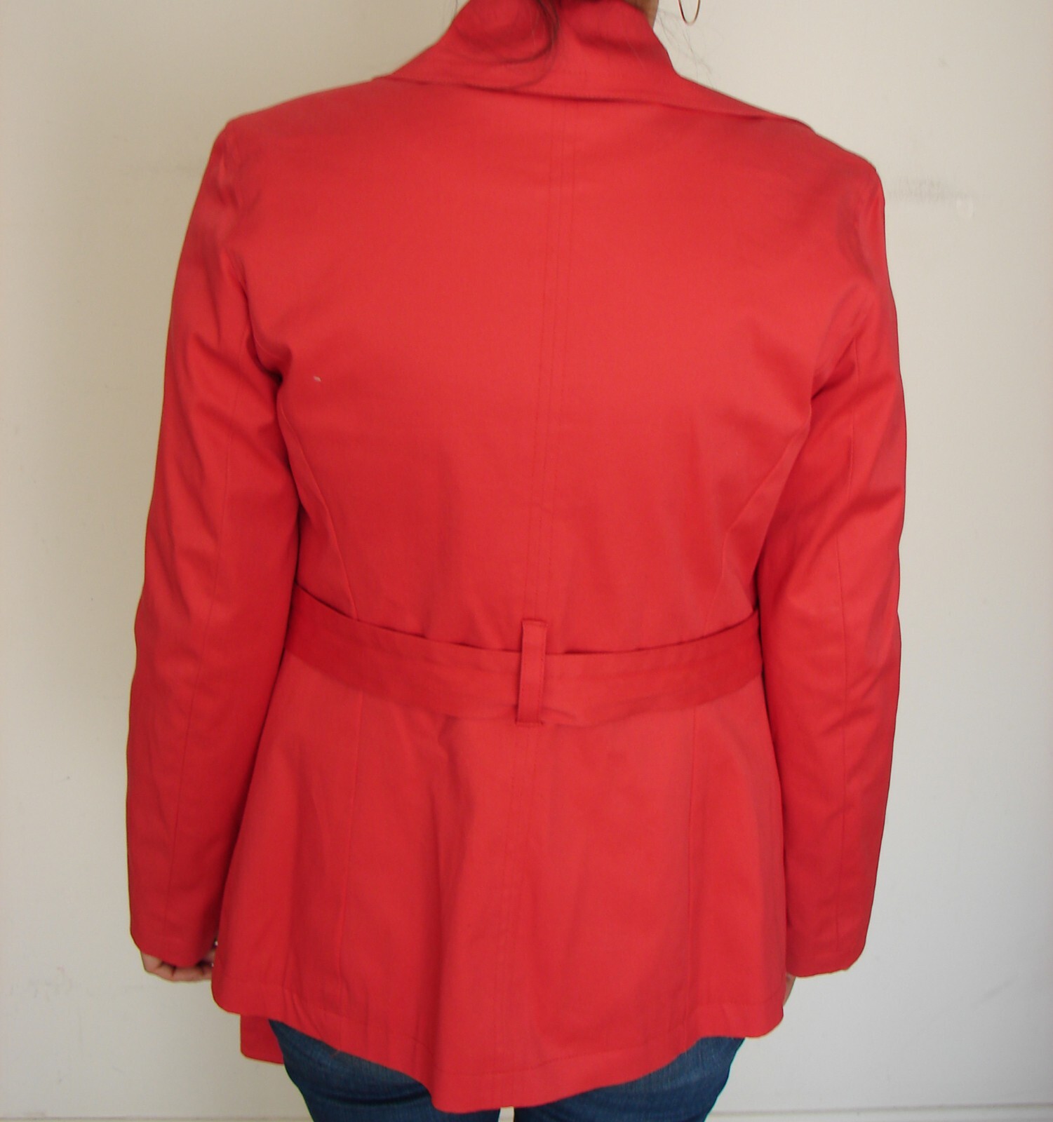 Brooks Brothers 346 Women’s Red Double Breasted Lined Jacket Trench Coat Belted