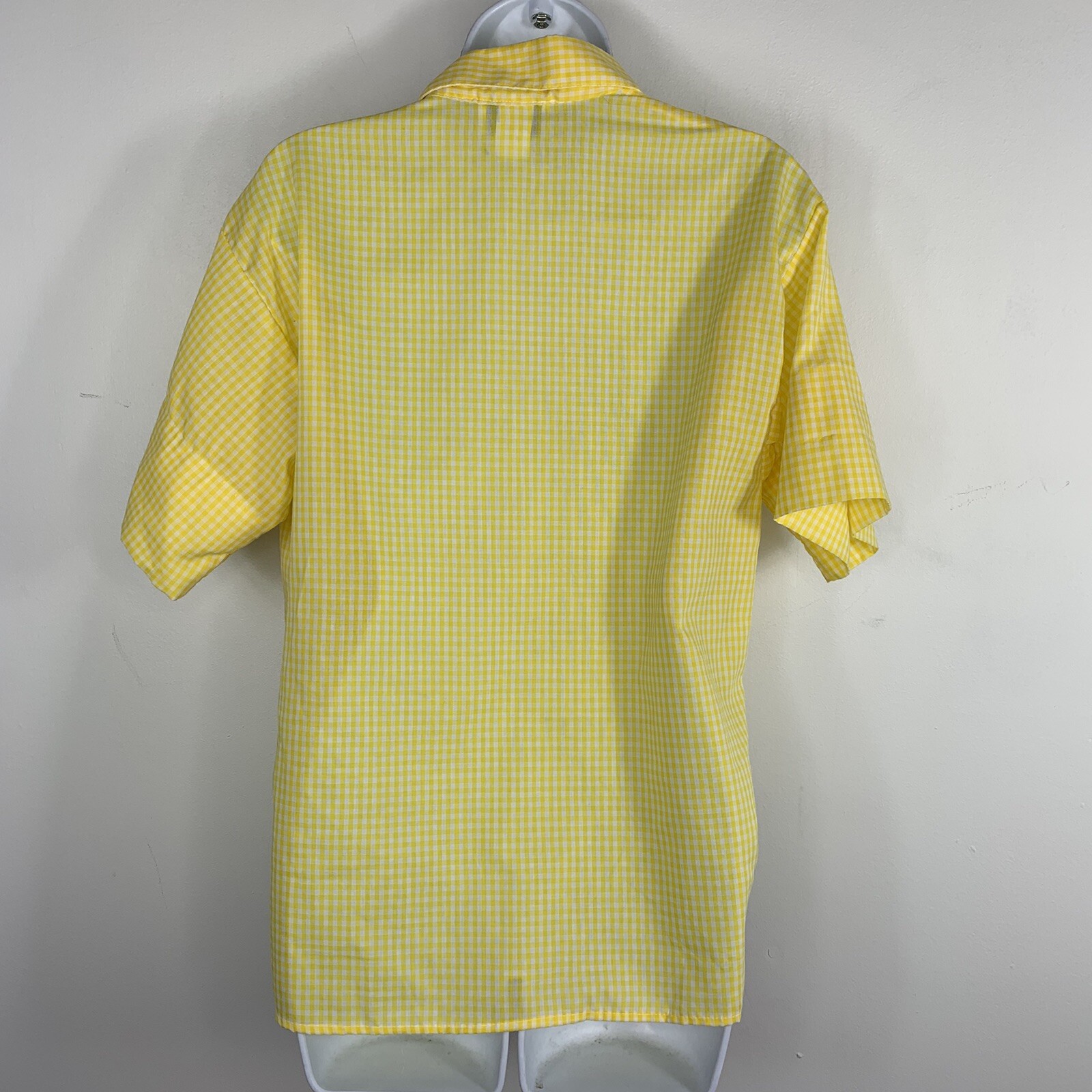 Lady Diplomat Yellow Gingham Blouse sz 10 Cottagecore Picnic VINTAGE EB54