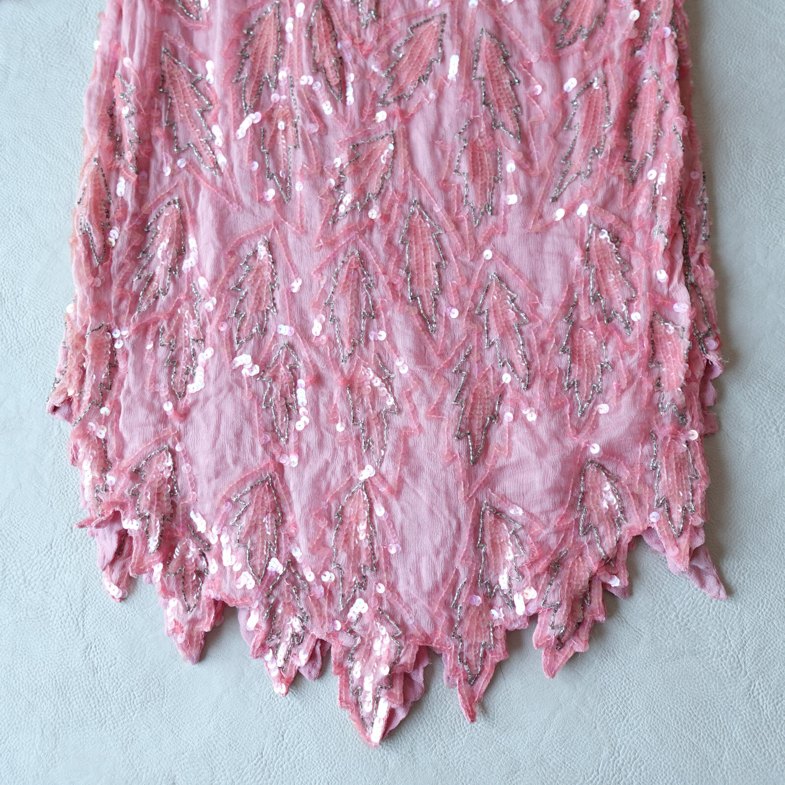 Vintage India Silk Beaded Sequin Dress Pink Party Cocktail Evening Retro