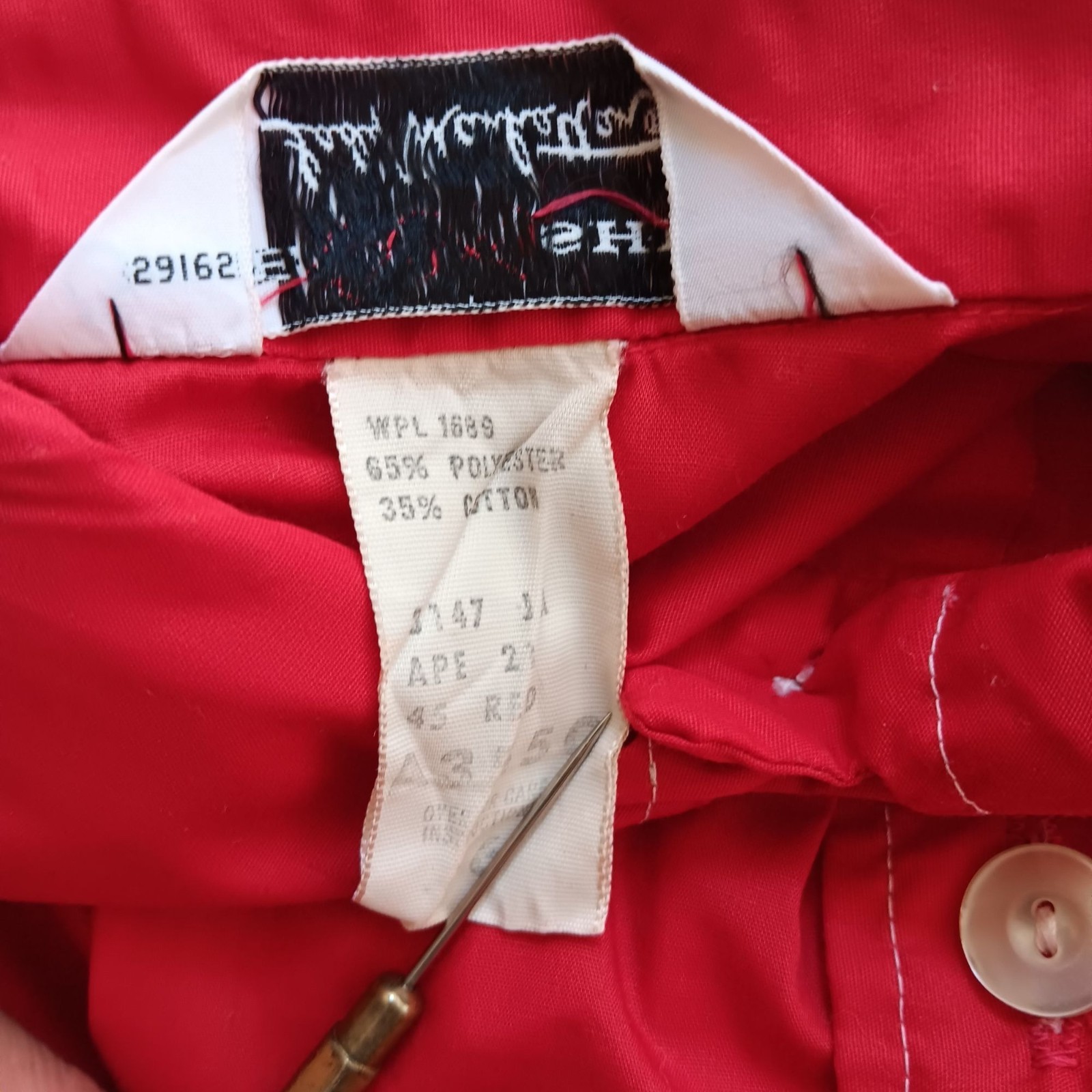 Lady Manhattan True Vintage Mod Blouse 16 Large 60’s Shirt Chore Pocket Red
