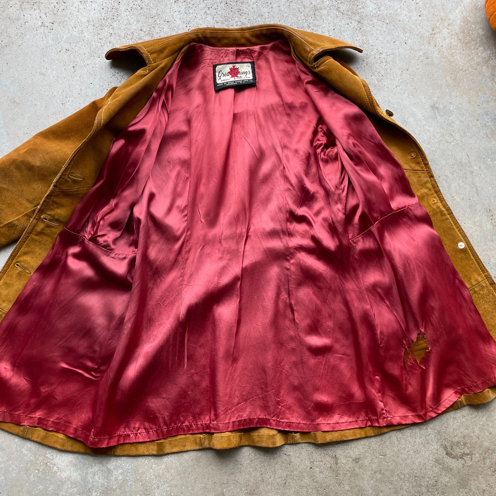 VTG 70s Great Things From Canada Suede Leathercraft Tan Coat Women’s Small 11/12