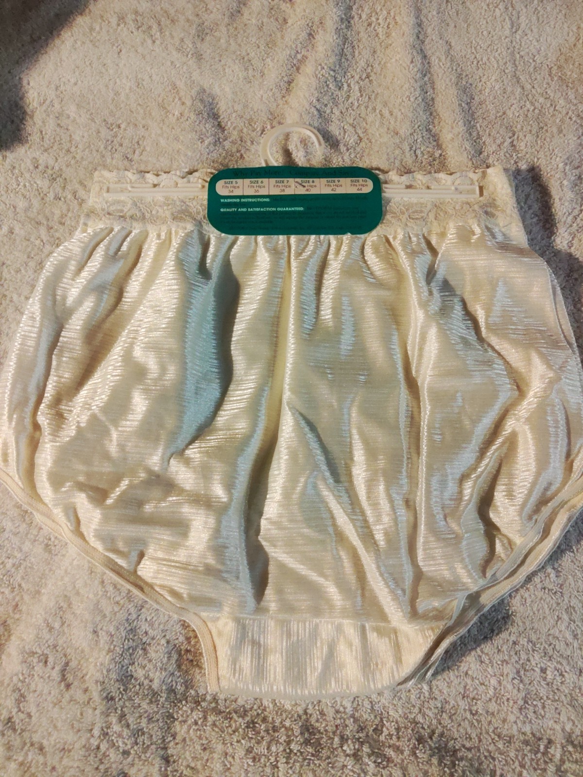 3 Pair Vintage Bestform Brief Panties Wide Lace Stripe Silky Soft 100% Nylon Sz8