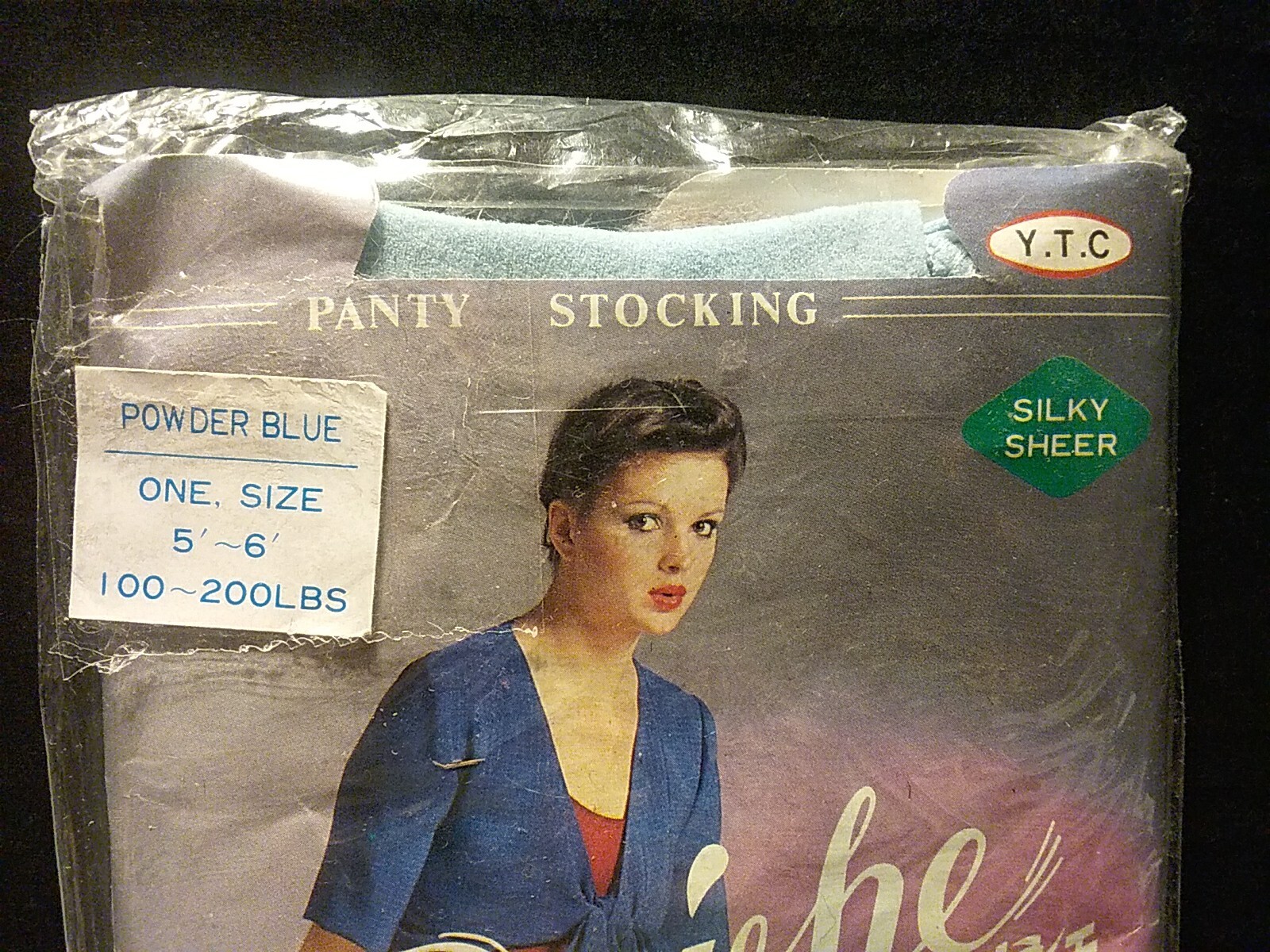 1 pair Vtg 1980’s Parishe Powder Blue Silky Sheer Panty Stocking One Size