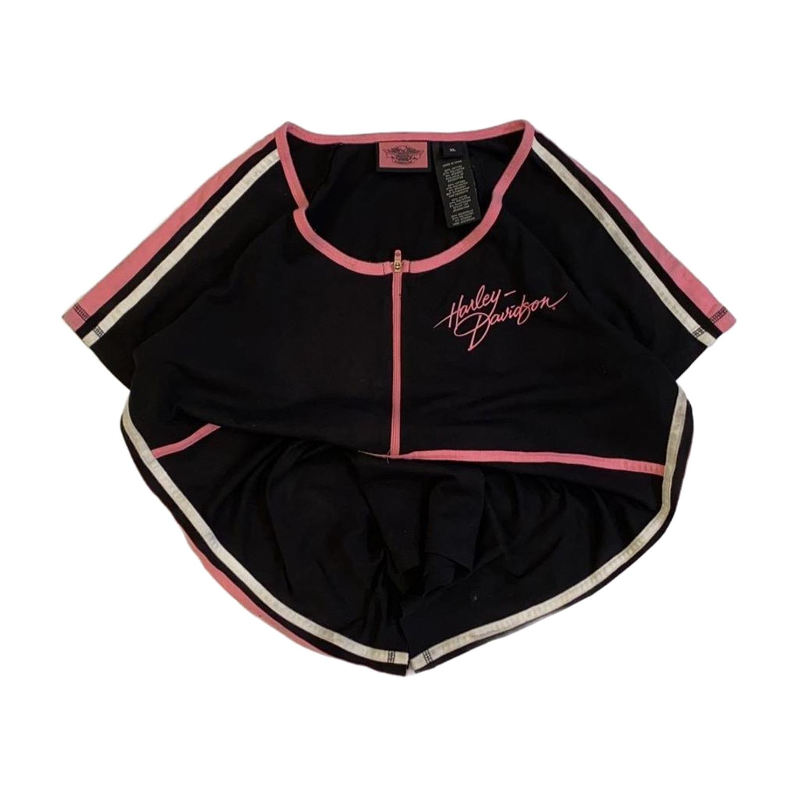 Harley Davidson Women’s Pink Accent Short Sleeve T Shirt Black XL