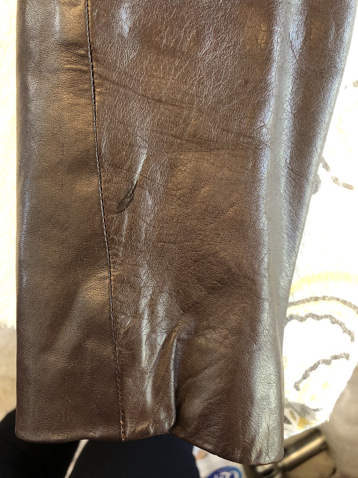 Vintage 1970s LEARSI Leather Jacket Size 14/Small Brown Cool Fashion Button GUC