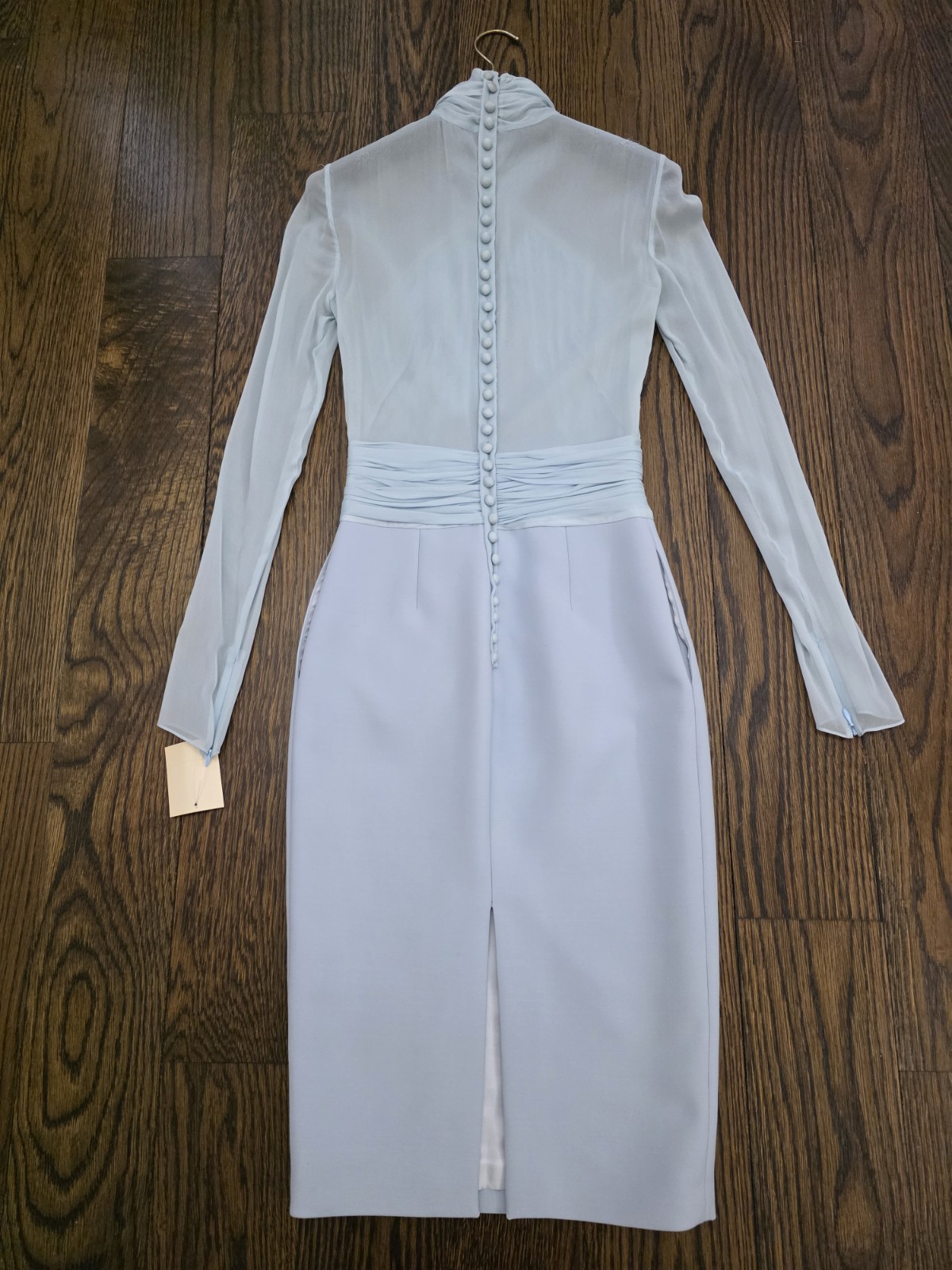 Vintage Emilio Pucci Silk Light Blue Chiffon Wool Sheath Dress IT38 NWT W/Hanger