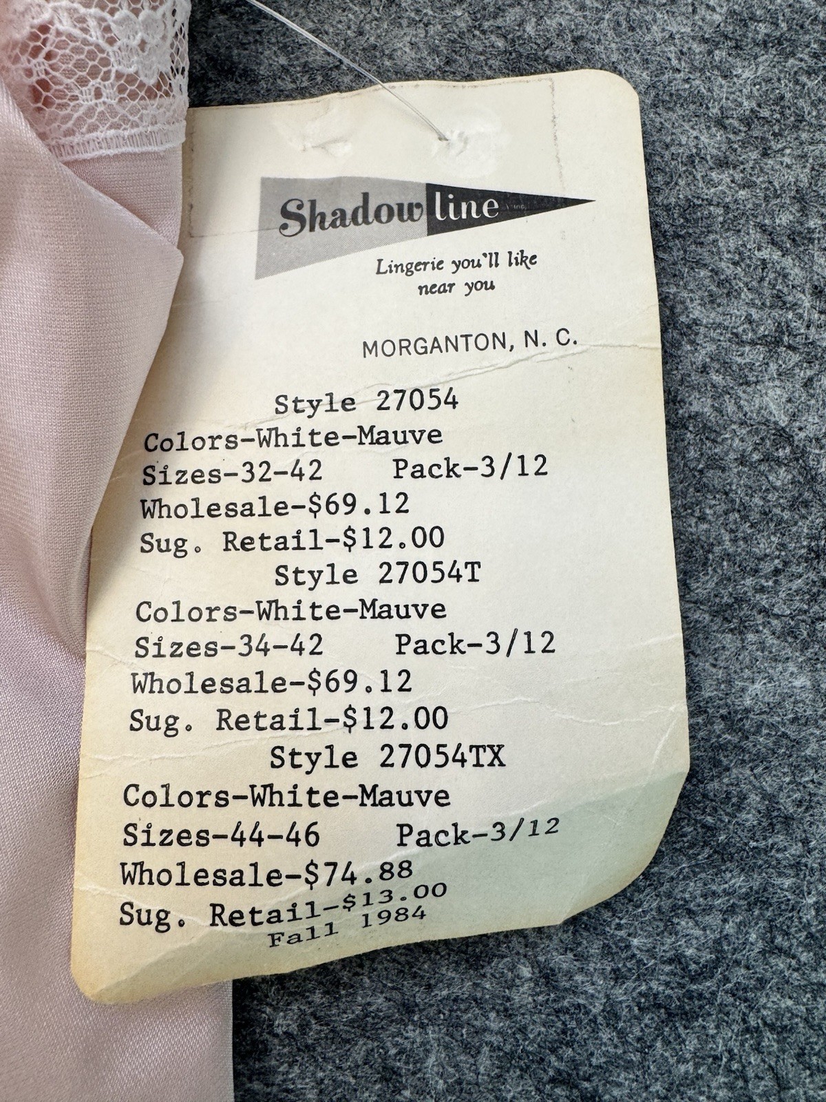 VTG Shadowline Dress Slip NEW w/Orig Tags, Peek-A-Boo Lace Mauve Pink Sexy 80’s