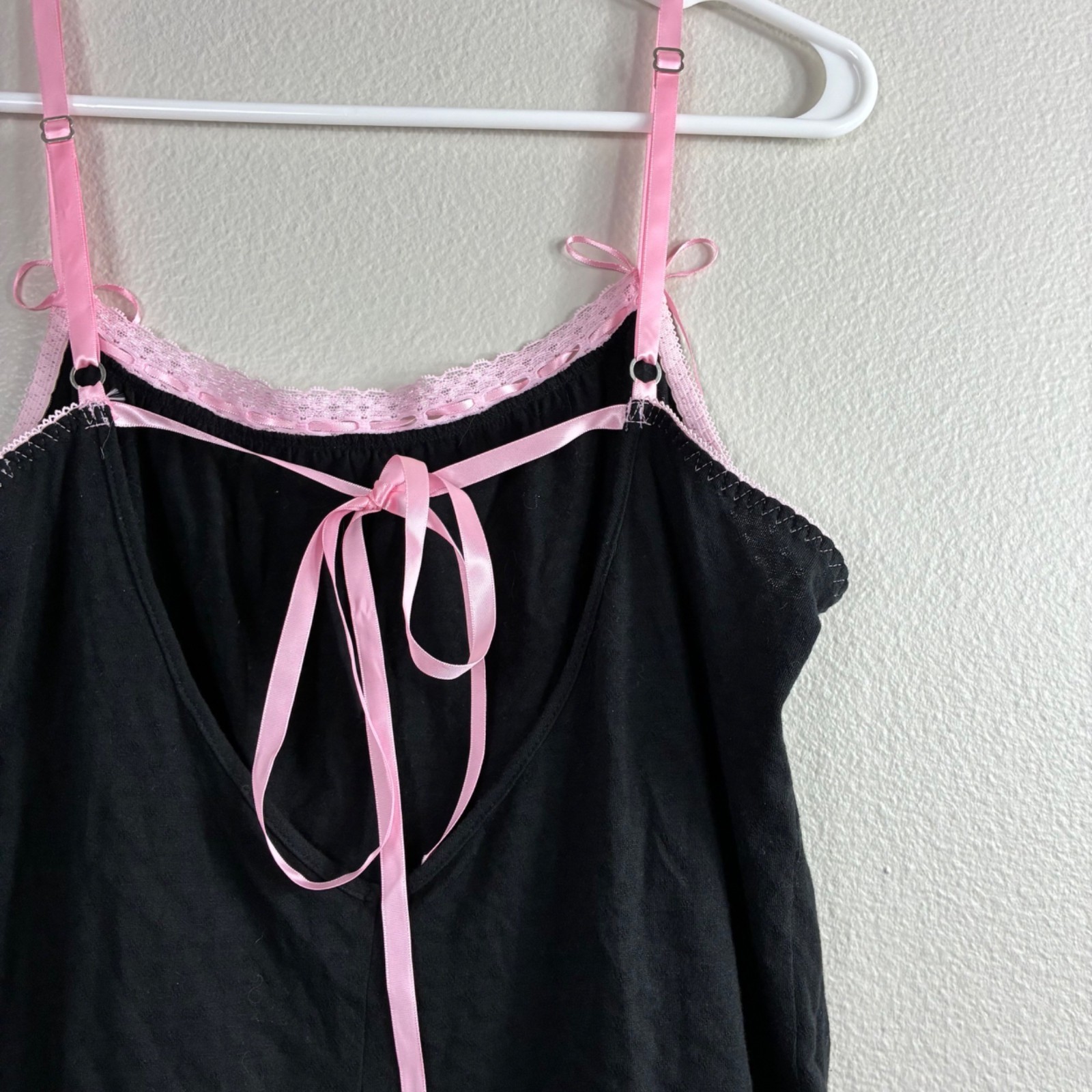 VTG Y2K Cinema Etoile Pink Lace Trim Satin Ribbon Lingerie Romper Sz S Coquette