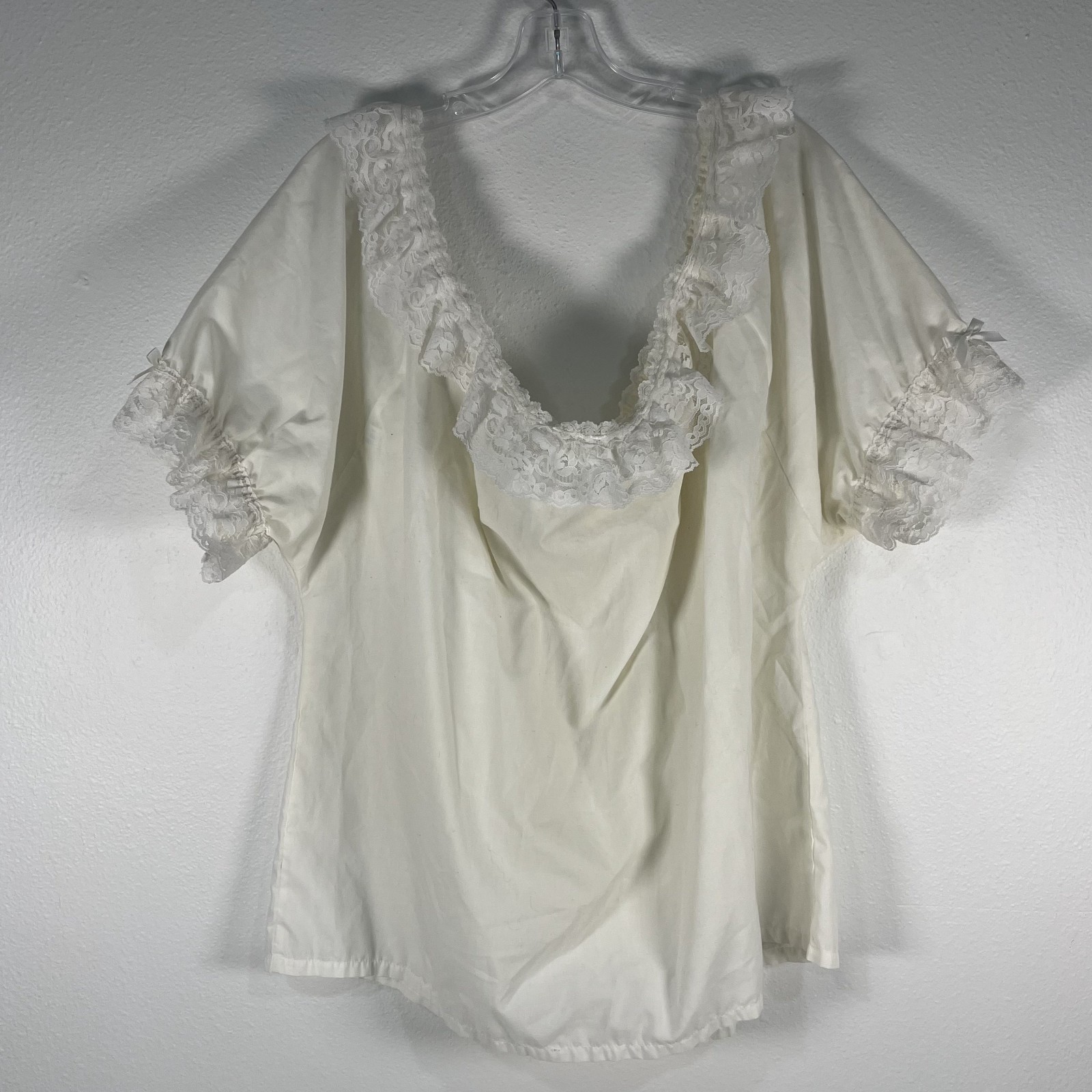 Vtg 60s Pete Bettina Smocking & Lace Square Dance Top Size XL Renaissance Boho