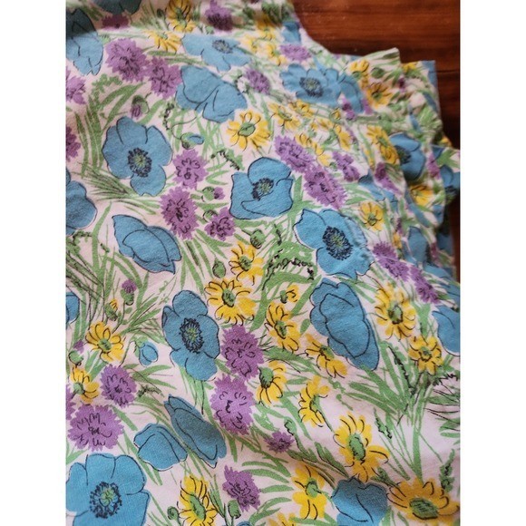 60s/70s Home Made Blue, Yellow, and Purple Floral Sleeveless Dress