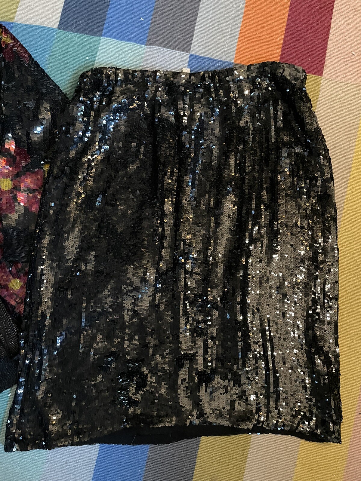 Vintage Jean For Joseph Le Bon Sequin Jacket Floral Black With Skirt