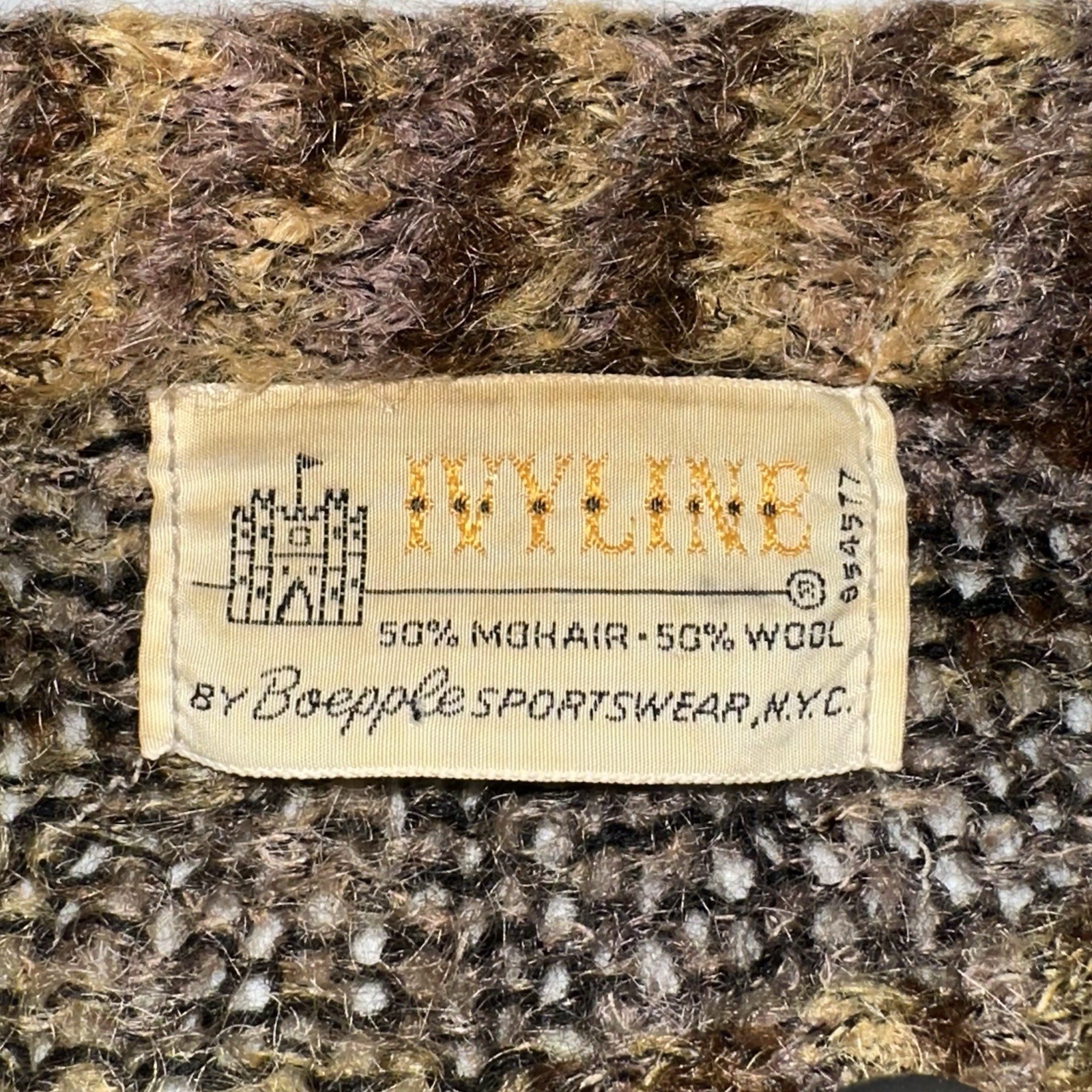 Vintage 1960s Ivyline Boepple Sportswear NYC Mohair Wool 50/50 Cardigan Fits Med