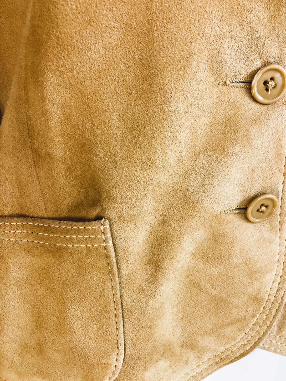 Designer 60’s Women’s Classic Calfskin Suede Lined Leather Trim Blazer Jacket M