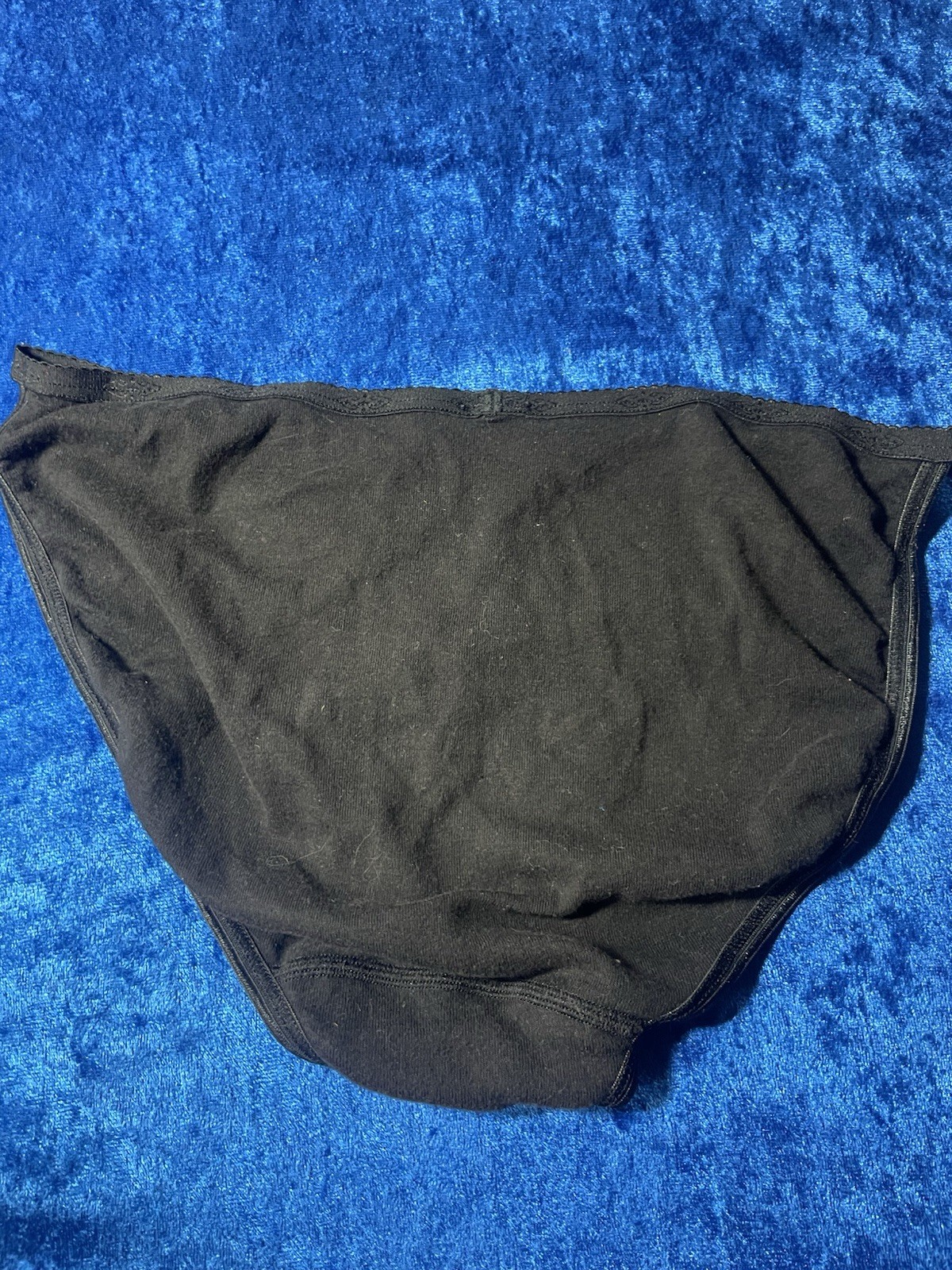 Vintage Black Panties Cotton String Bikini Size Medium Panty No Tag