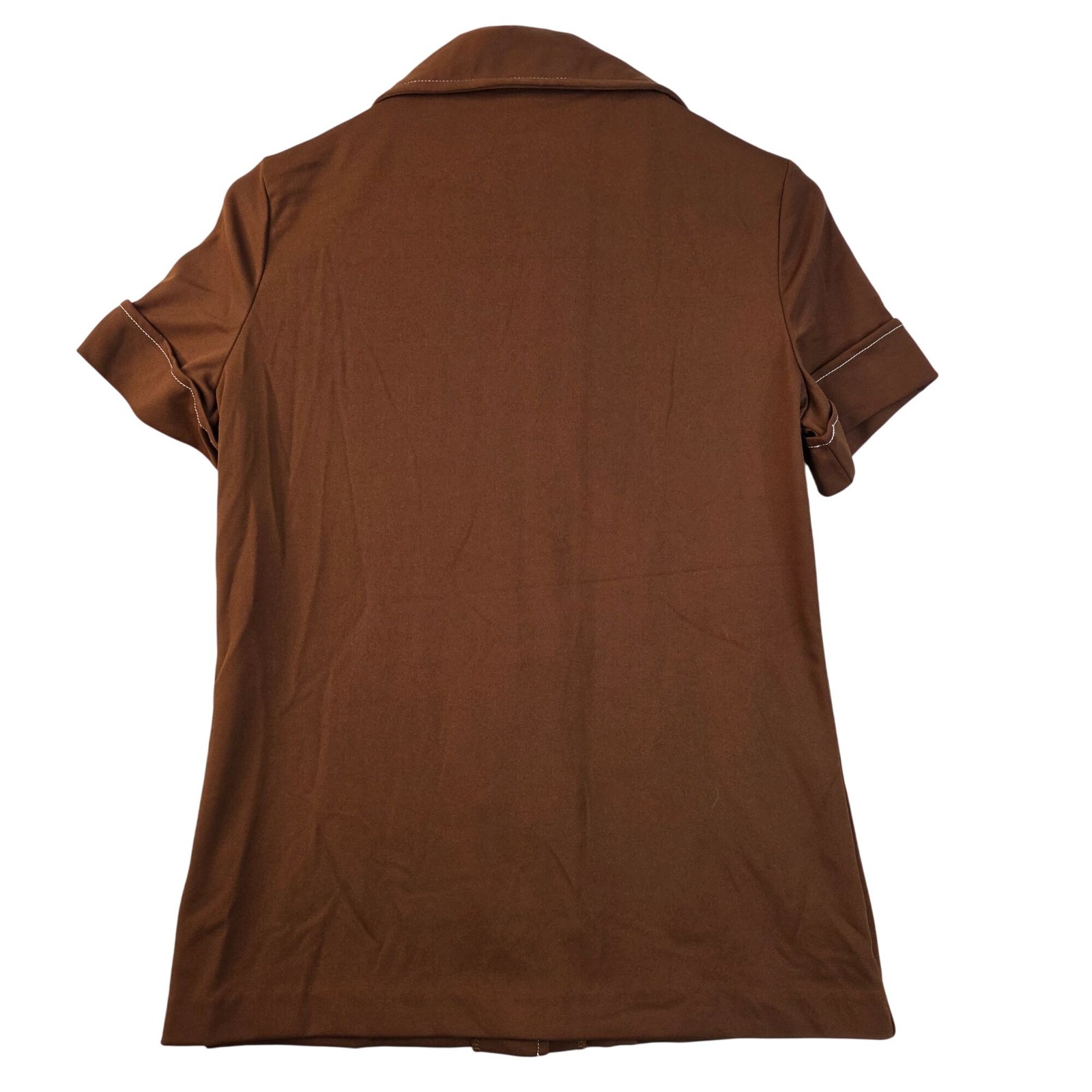 Vintage 70s Stylecraft Button Up Shirt 10 Brown Golf Retro Country Club Office