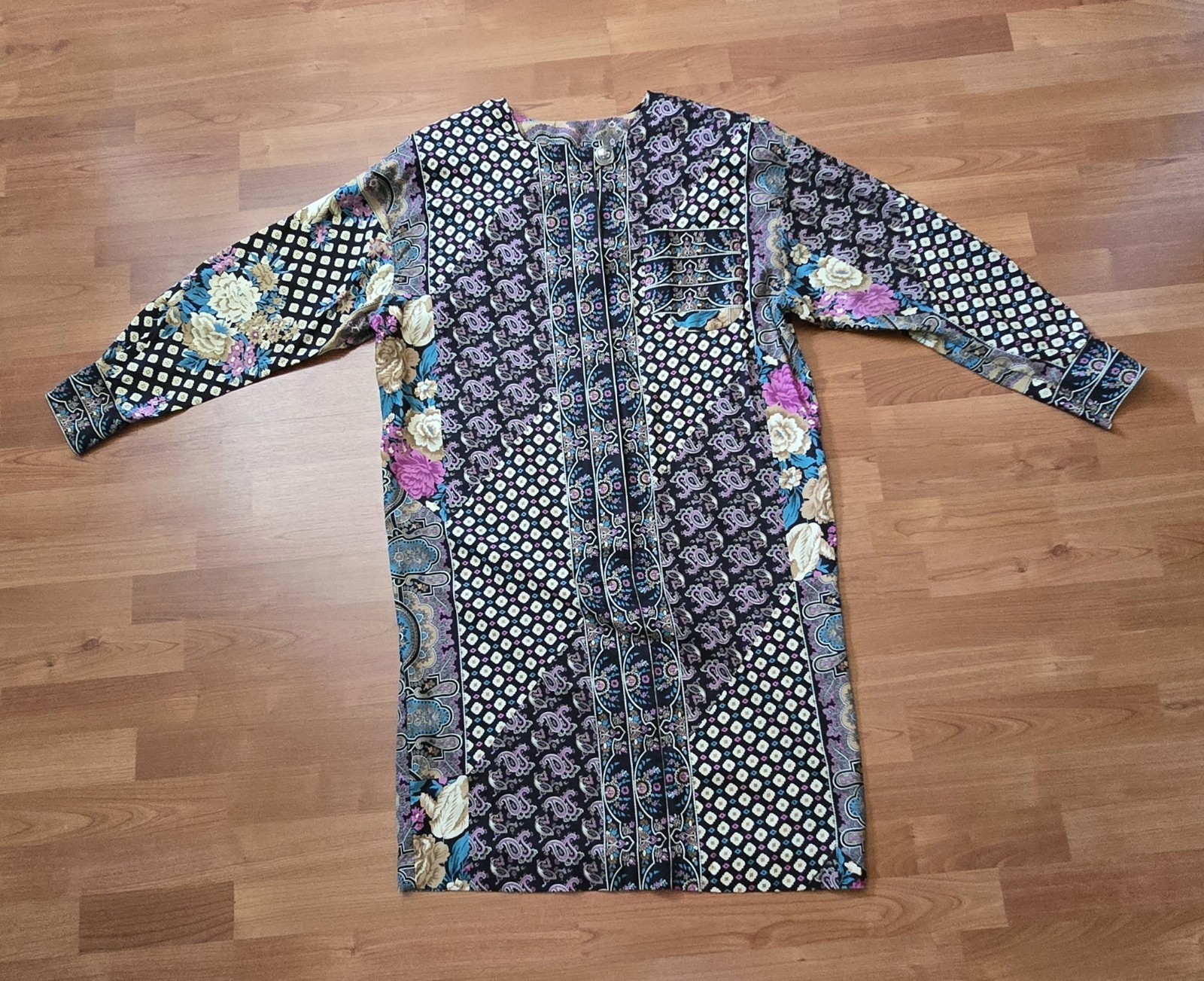 Vintage 70s Lorac Original Lady Carol ILGWU USA Paisley Rayon Dress 14.5