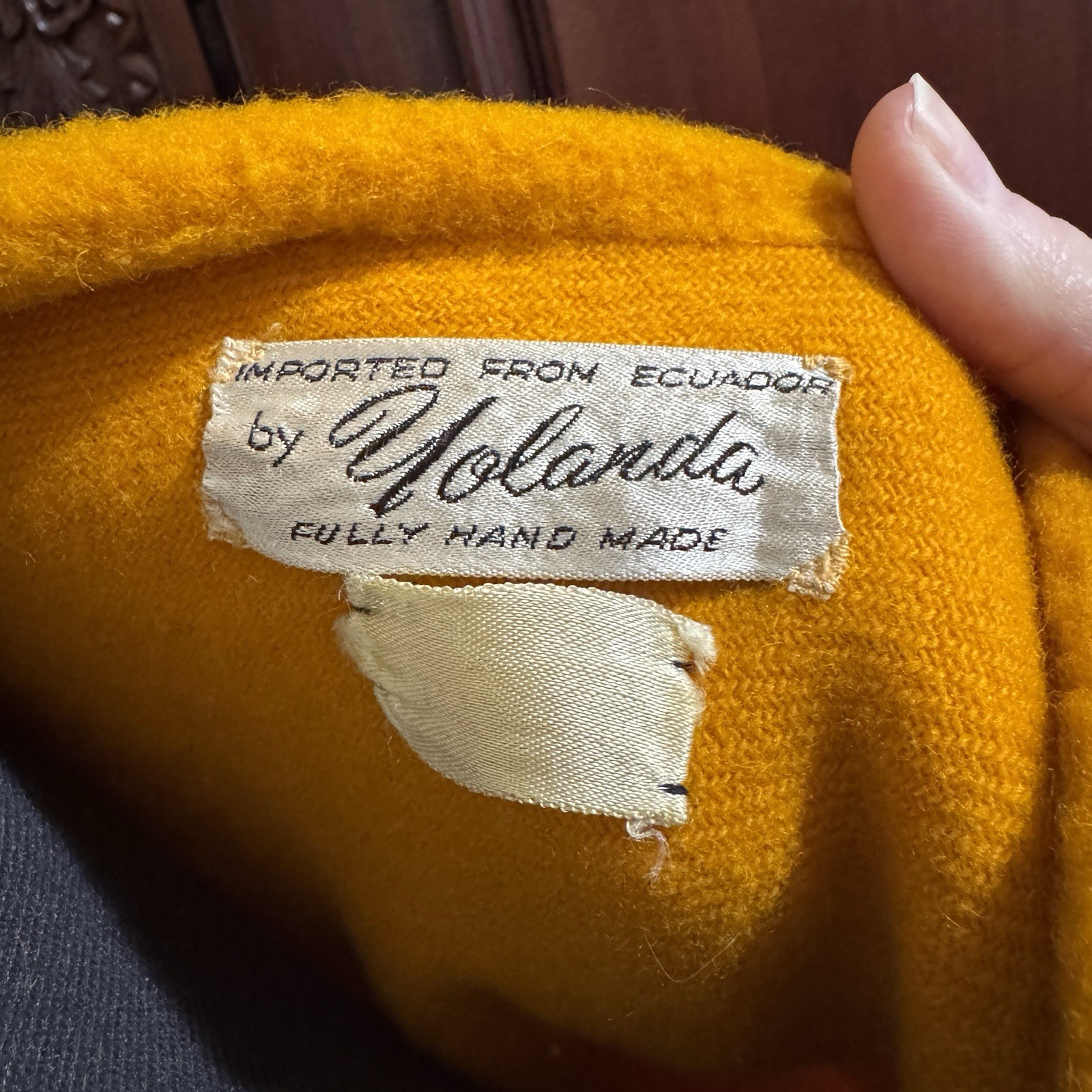 Vintage Yolanda Wool Poncho Made In Ecuador One Size Handmade