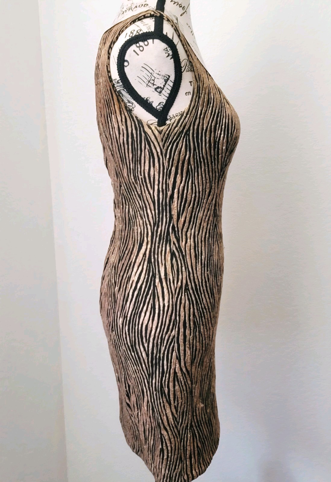 Vintage 60s 70s Cocktail Mini Dress Mod MCM Gold Lurex Animal Print Small Berlin