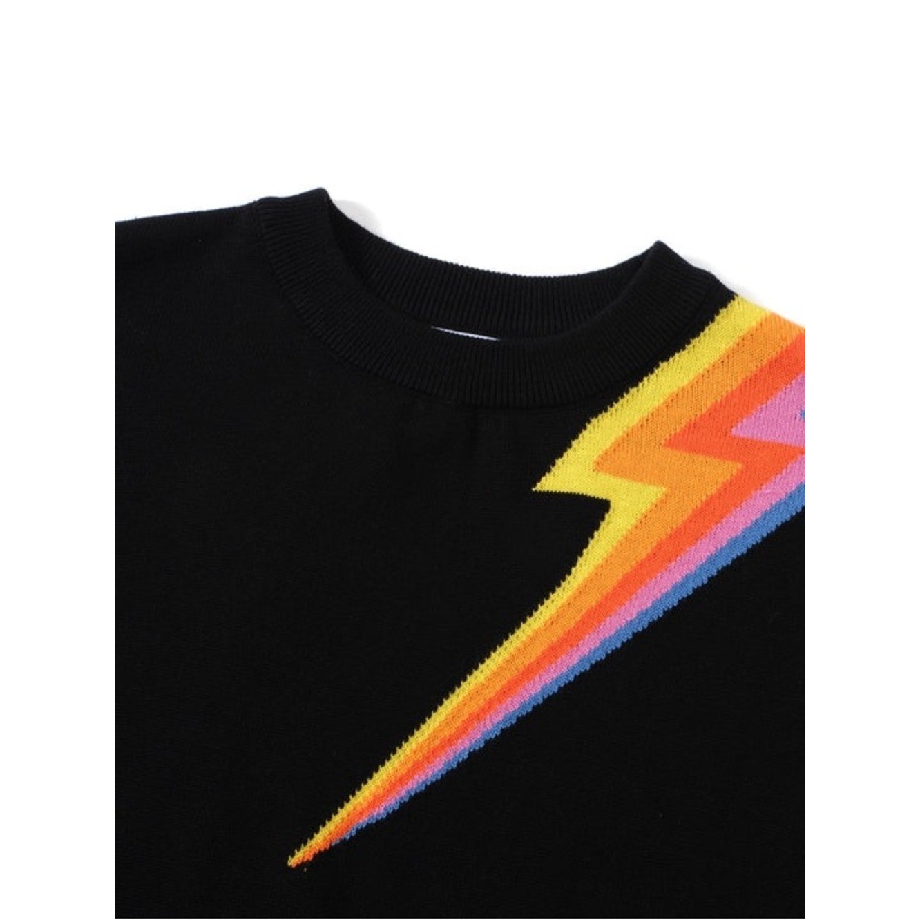 Oxknit Store Black Lighthing Bolt Retro 60’s Mod Style Knit Black Sweater Size S