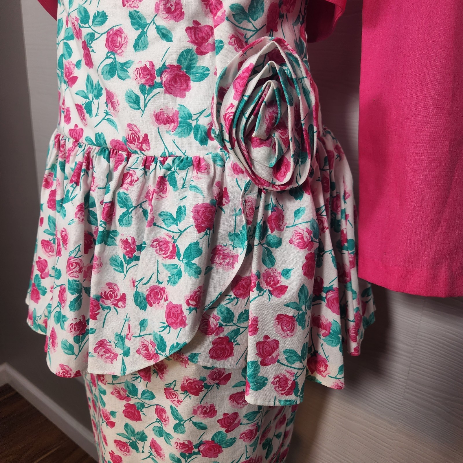 Darling vtg Floral Dress By KATIE MFG Sz 9 / 10, 100% cotton, Jacket Is Homemade