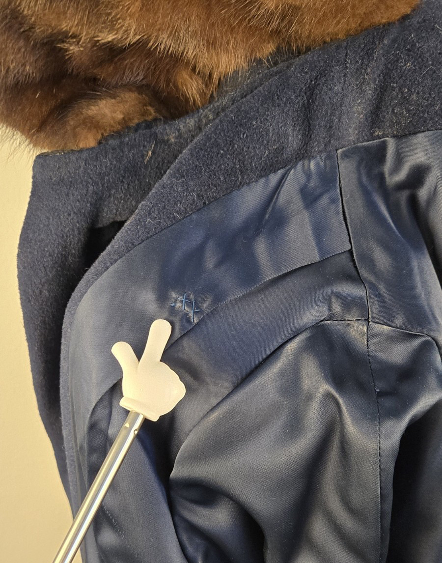 Vintage SHAGMOOR Coat Fur Collar Blue Brown Union Made Womens Retro 50’s 60’s