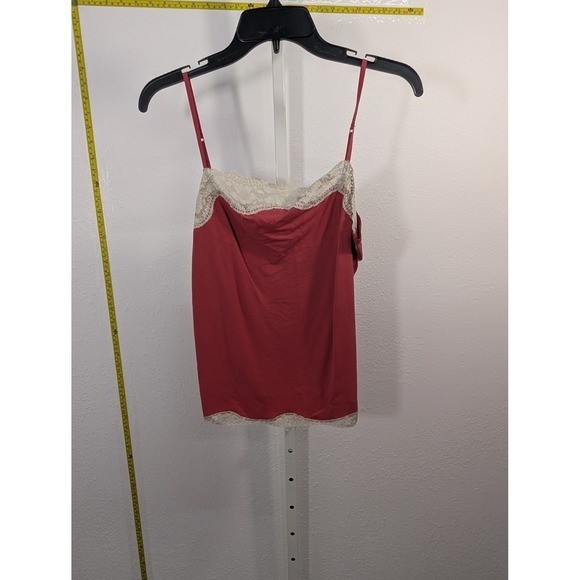 Ann Taylor LOFT Womens Red Lace Trim Camisole Adjustable Strap Cami Top Size M
