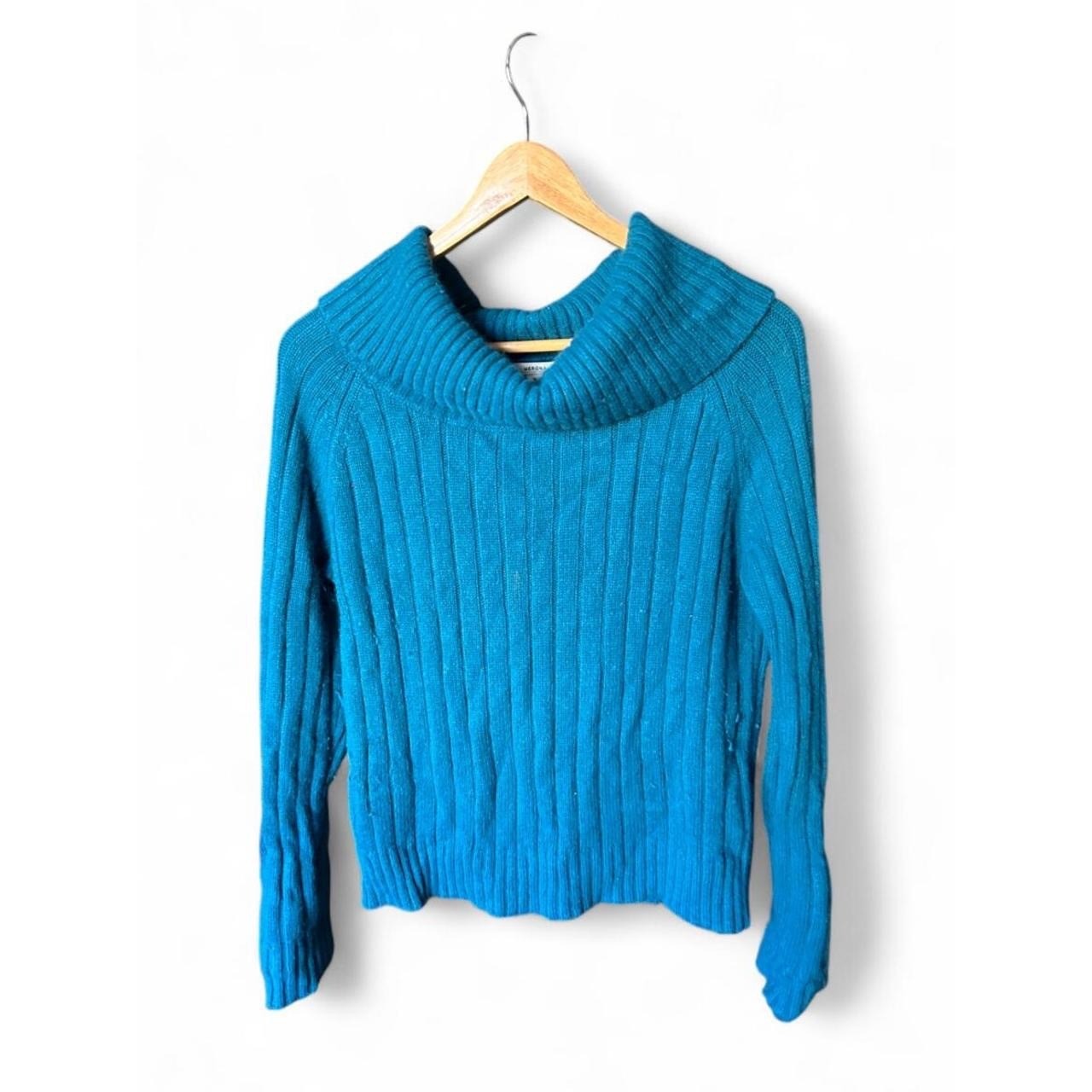 Vintage Y2K Angora Rabbit Hair Cowl Neck Rib Knit Sweater Coastal Fisherman XL