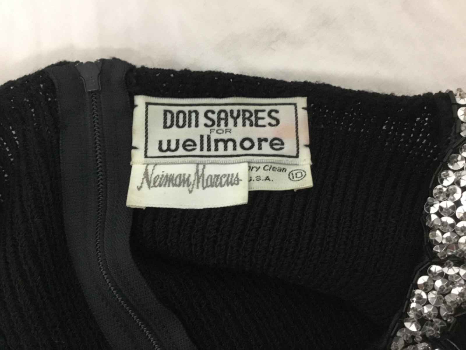 Don Sayres for Wellmore, Black Sweater Dress, Rhinestones, Sz 10, (SR549)