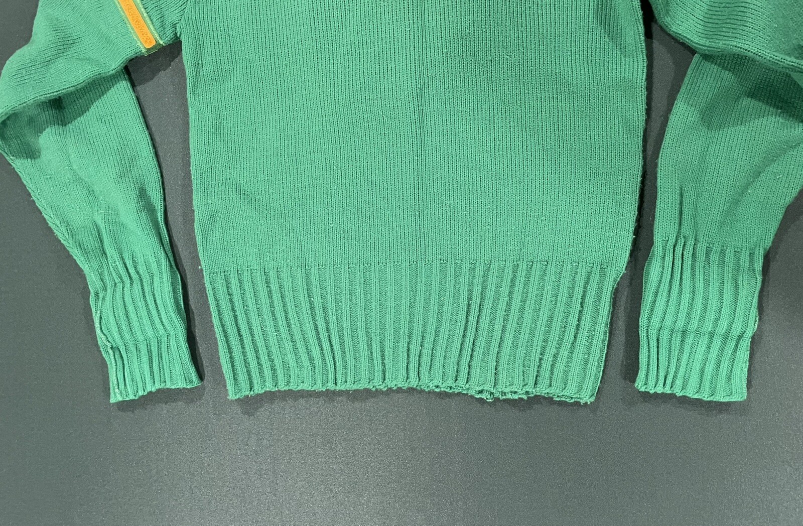 Vintage Womens 82’ Cheerleader Knit Sweater USA Green /Yellow