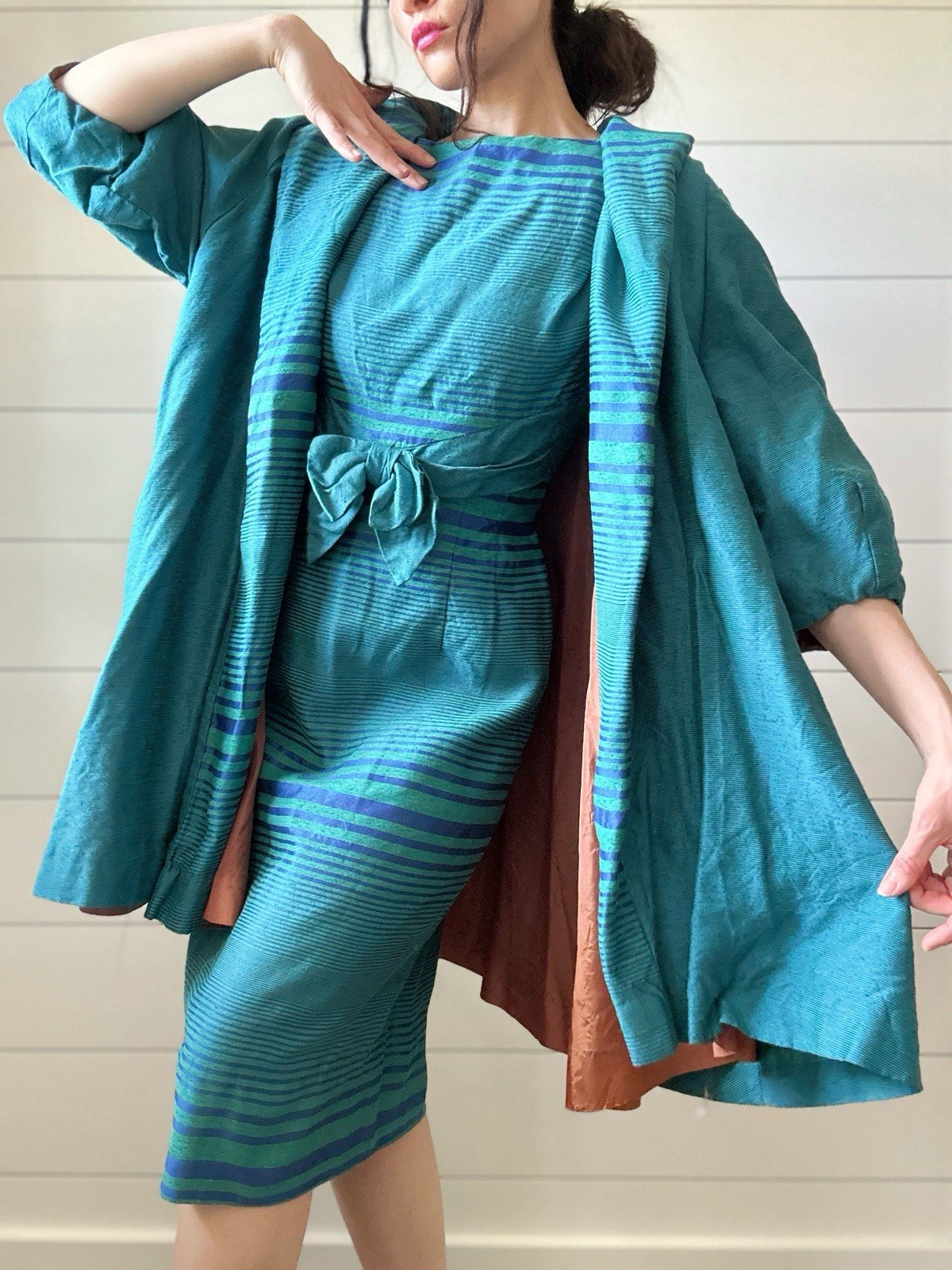 Vintage 1950s Dress Set Molly Modes Rockability Jacket Puff Sleeve
