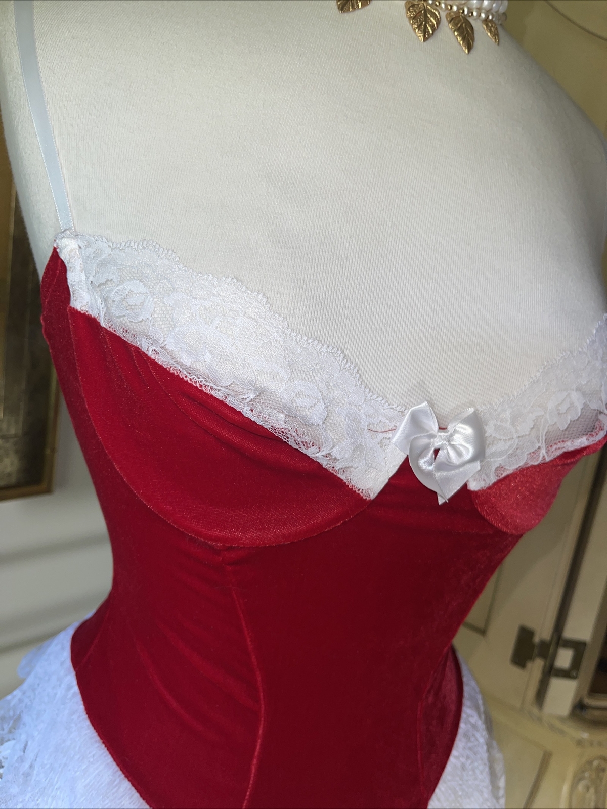 Diva FARIS Bustier NIGHTGOWN Lingerie Dress LACE M L RED babydoll SEXY 90’s Rare