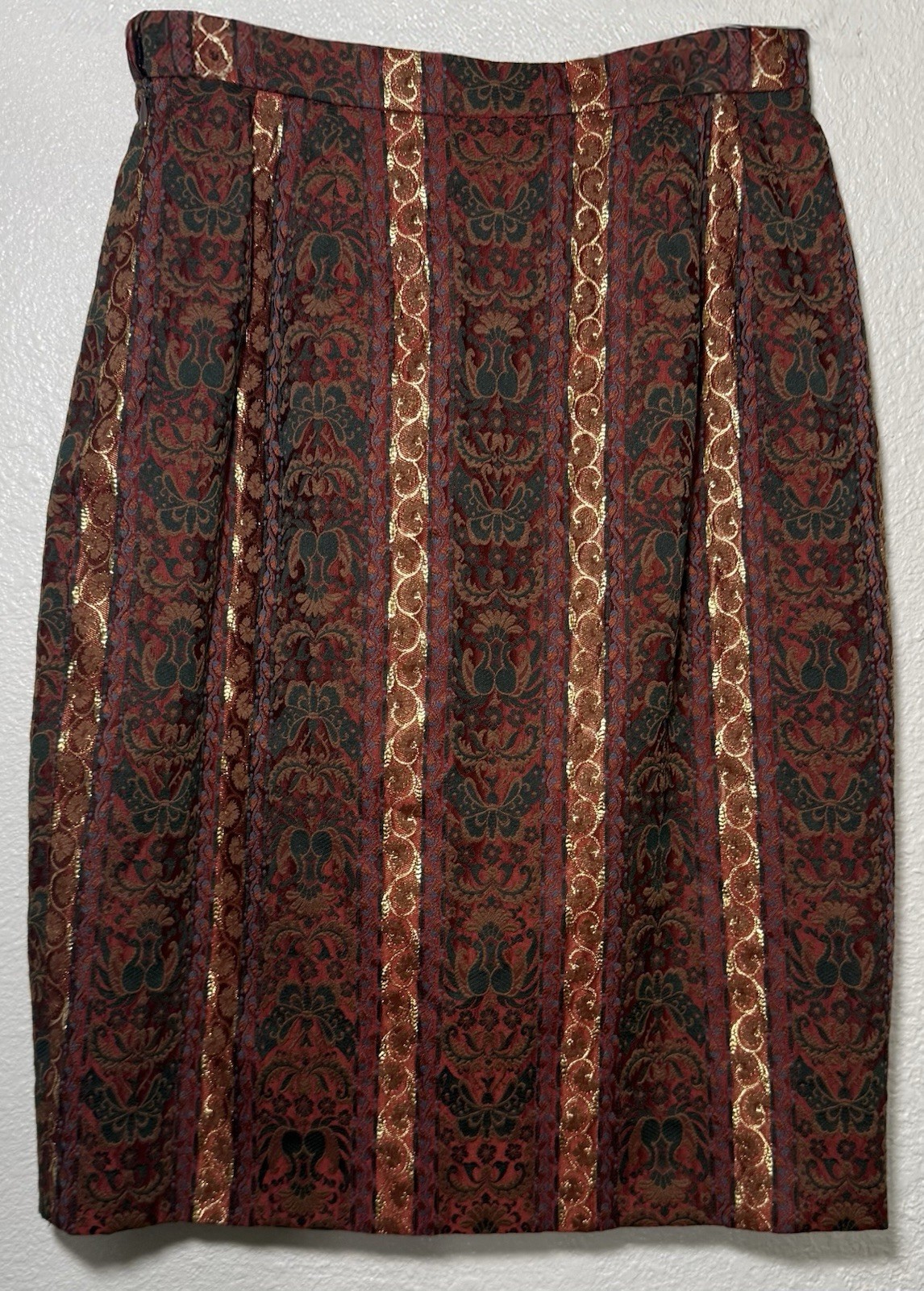 Mary Mcfadden Collection Vintage Metallic Brocade Skirt | Made in USA | Size 8