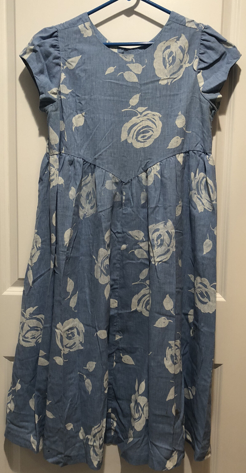 Jeanette Maternities By Fran Kiernan Blue Floral Pregnancy Maternity Dress Sz 8