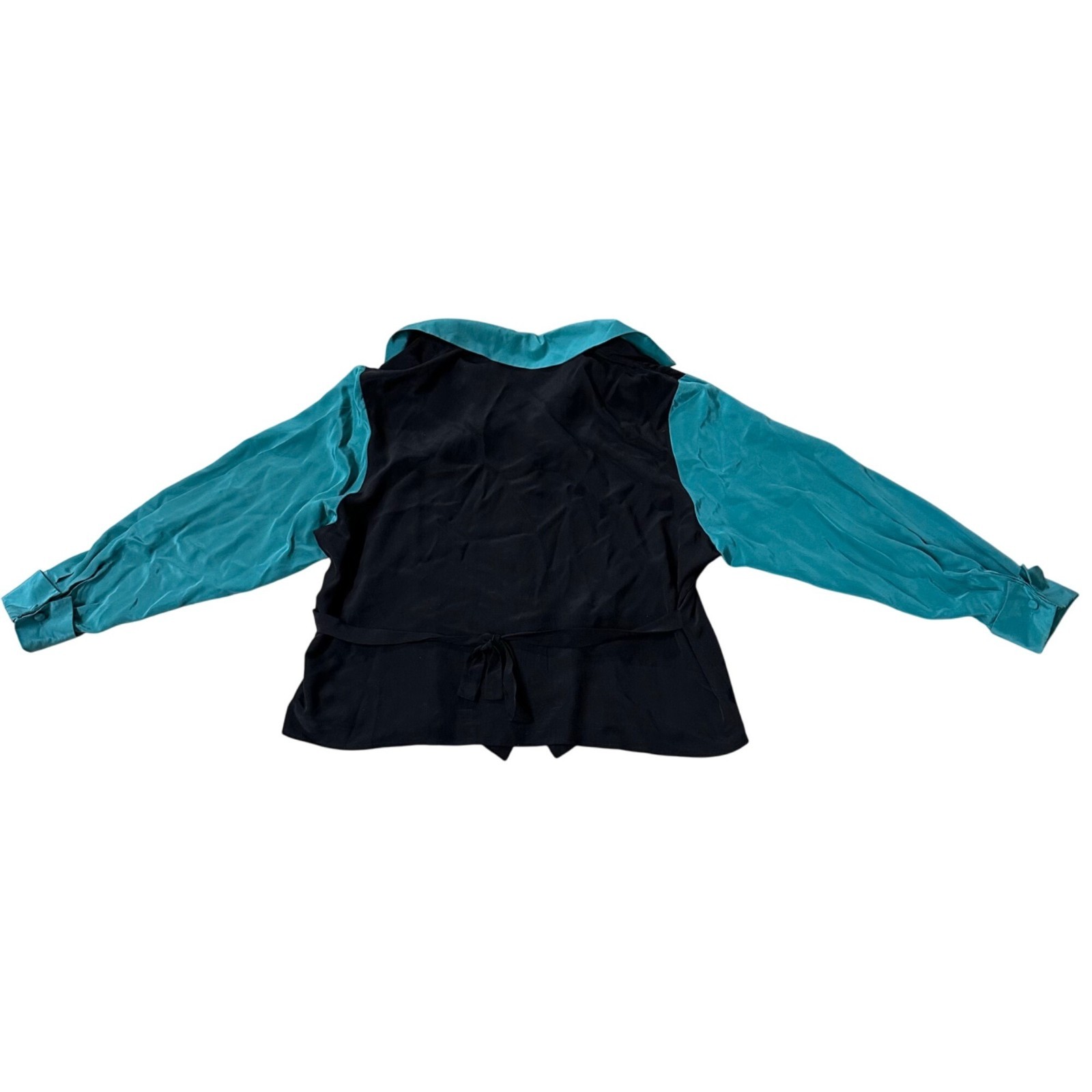 Vintage Bob Mackie Wearable Art Shirt Silk Western 90s Blouse Teal Black 1X READ