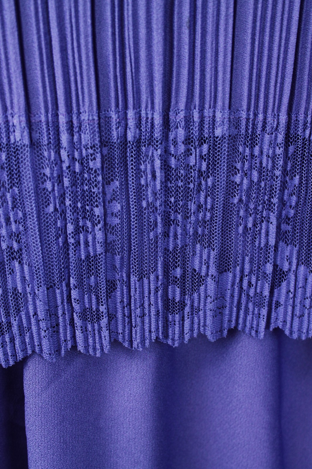 80s Secretary Dress 12P L Vintage Purple Pleated Stretchy Semi Sheer Crepe