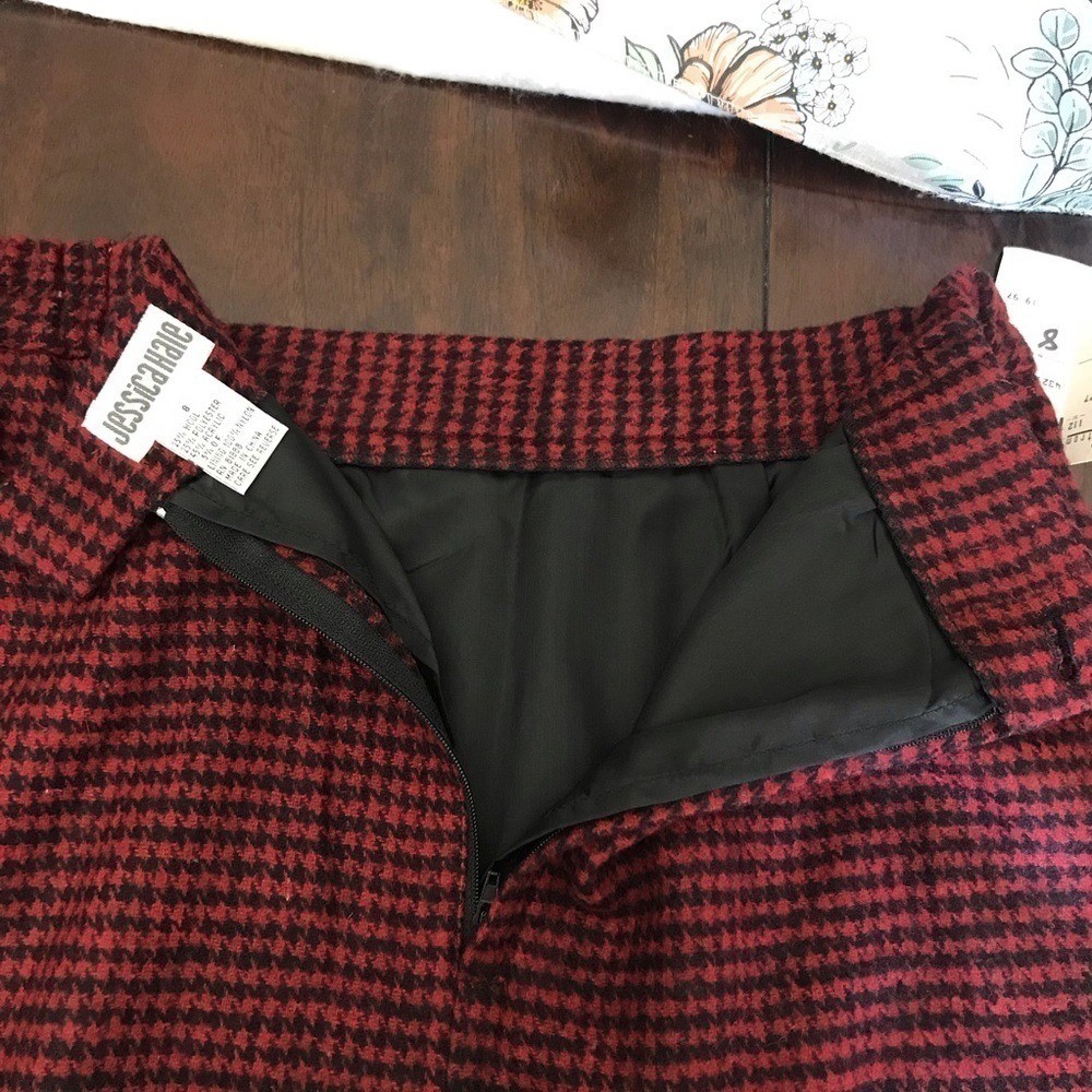 Vintage 80s Nordstrom Wool Houndstooth Pencil Skirt 8 (Runs Small) Dark Academia