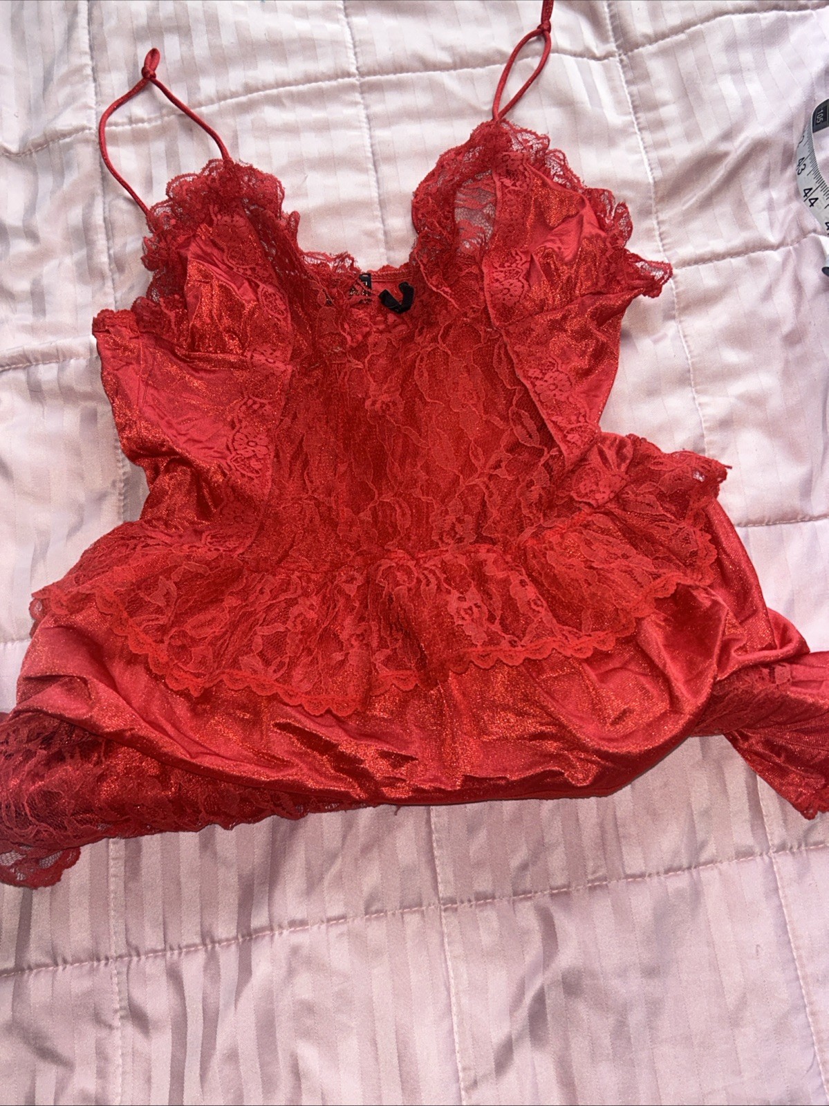 Vintage Stroke of Midnight Lingerie Women’s Nightgown Nylon S Lace Hi Low SEXY