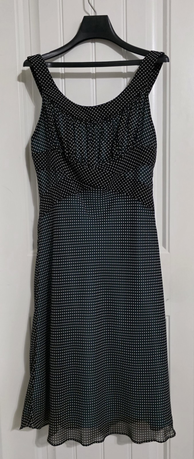 1995 Vintage Polka Dot Laundry By Shelli Segal Dress Black & White W/ Teal Lined
