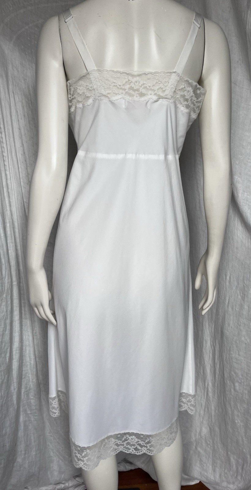 Vintage Slip Dress Gown Lace Floral Embroidery Cream Classic 60s Glamour Size 36