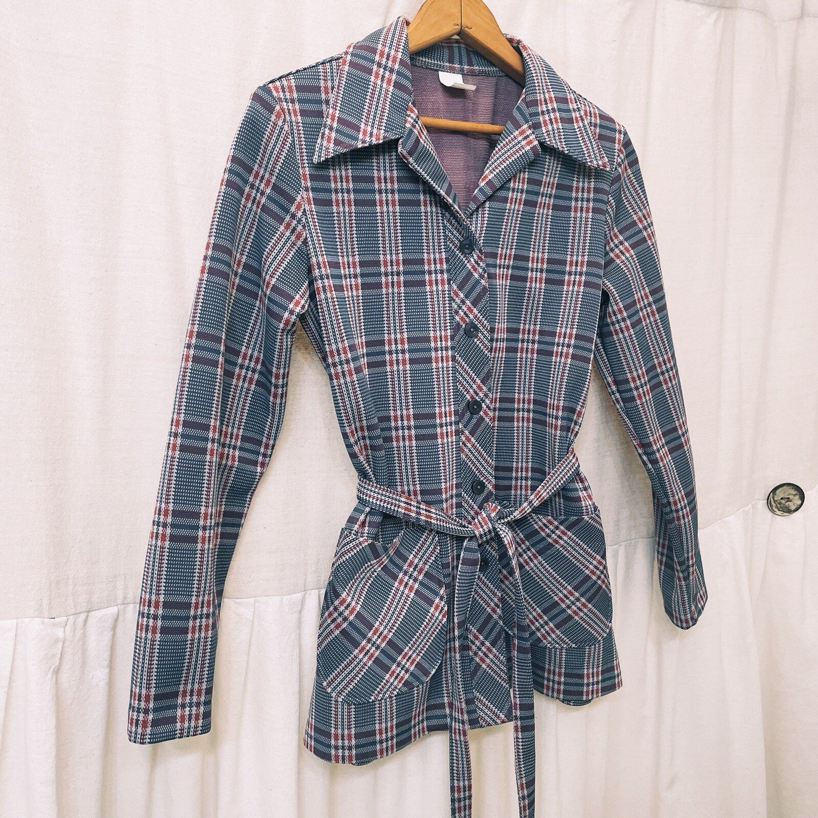 Vintage 1970’s Women’s Size 11 Tweed Plaid Blazer Jacket Classic Preppy