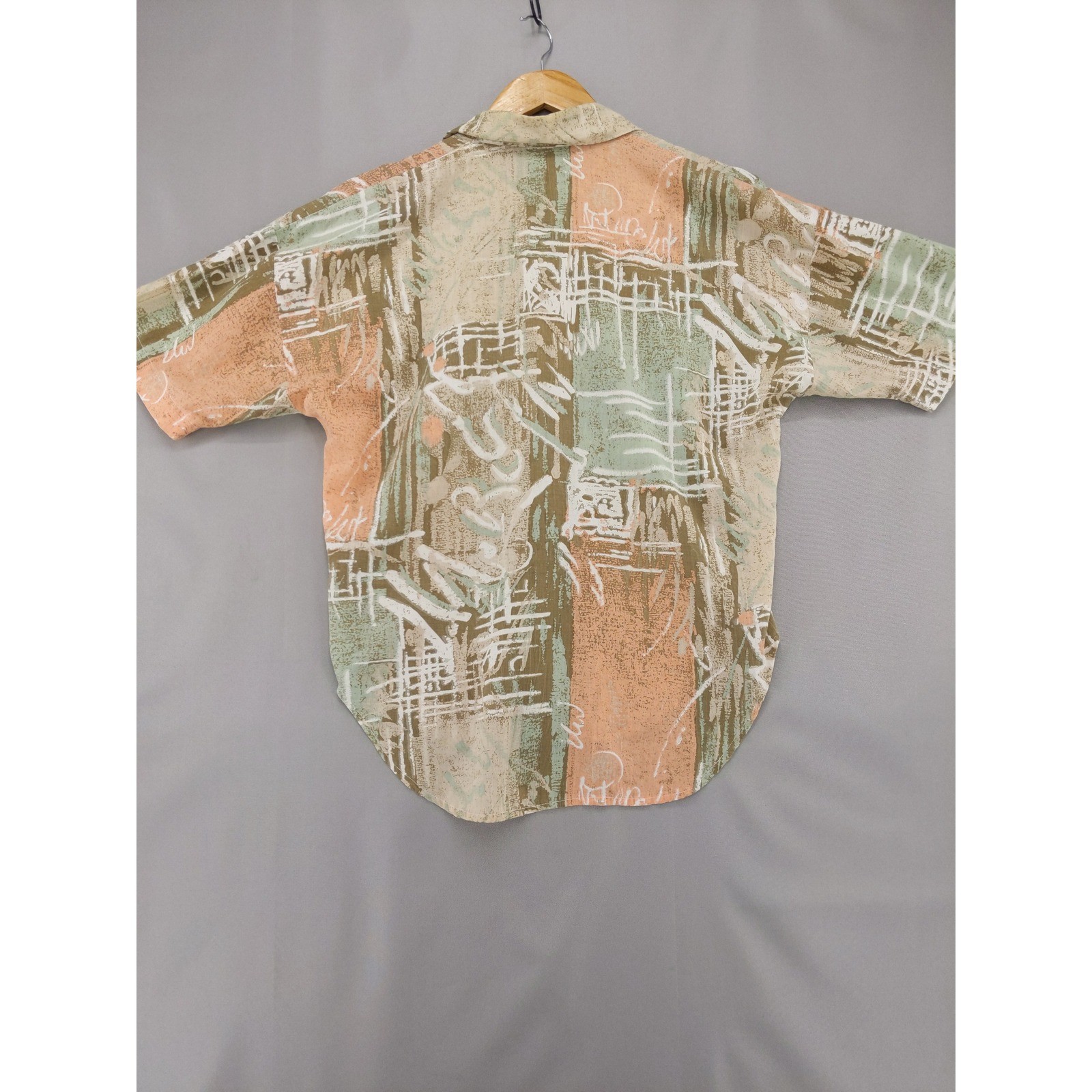 Water Water Every Wear Button Down Womens Petite Vintage 80s Abstract Green Top