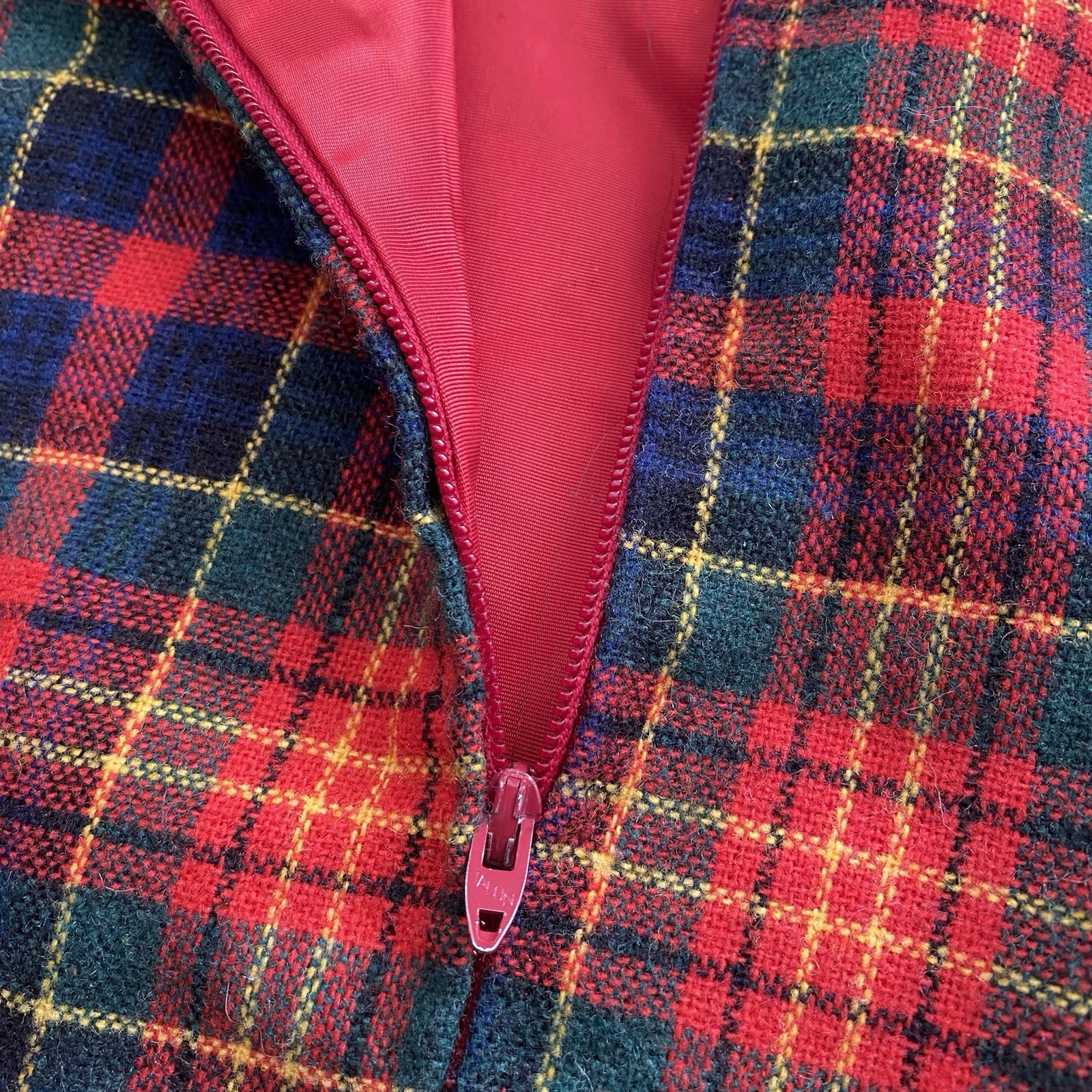 Vintage 70s Red Tartan Plaid Dress Sleeveless Medium Large Cottage