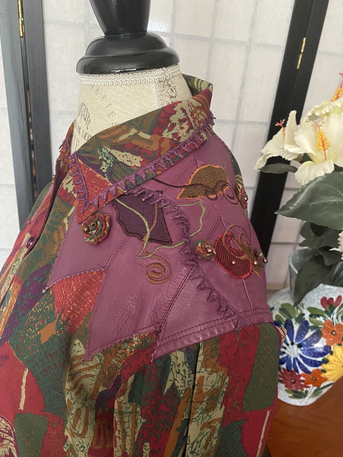 Vtg 80s Marc D’Alcy Wom 8 Cowgirl/Cowboy Western Blouse Genuine Leather Yokes!